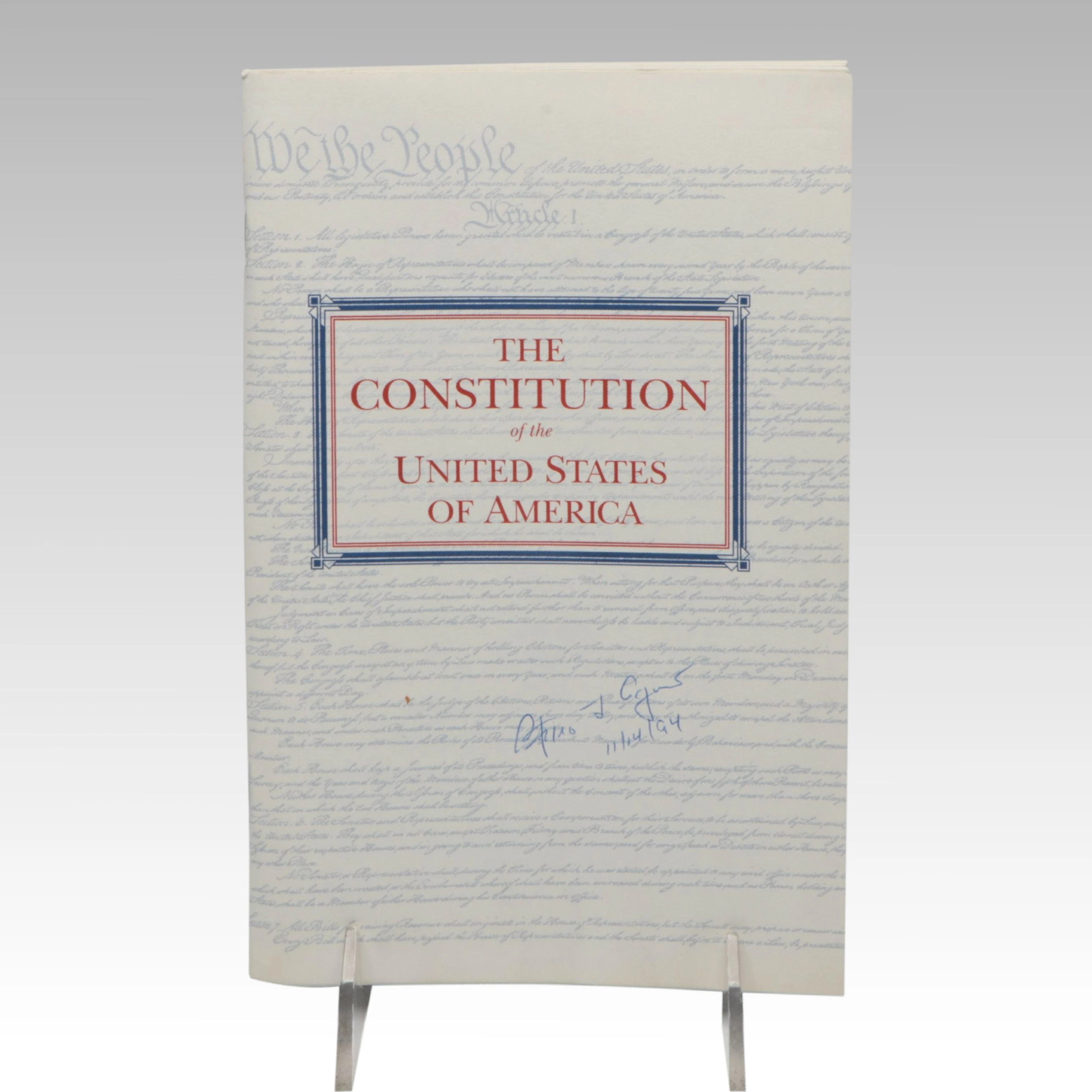 Spiro T. Agnew Signed United States Constitution Booklet, 1994