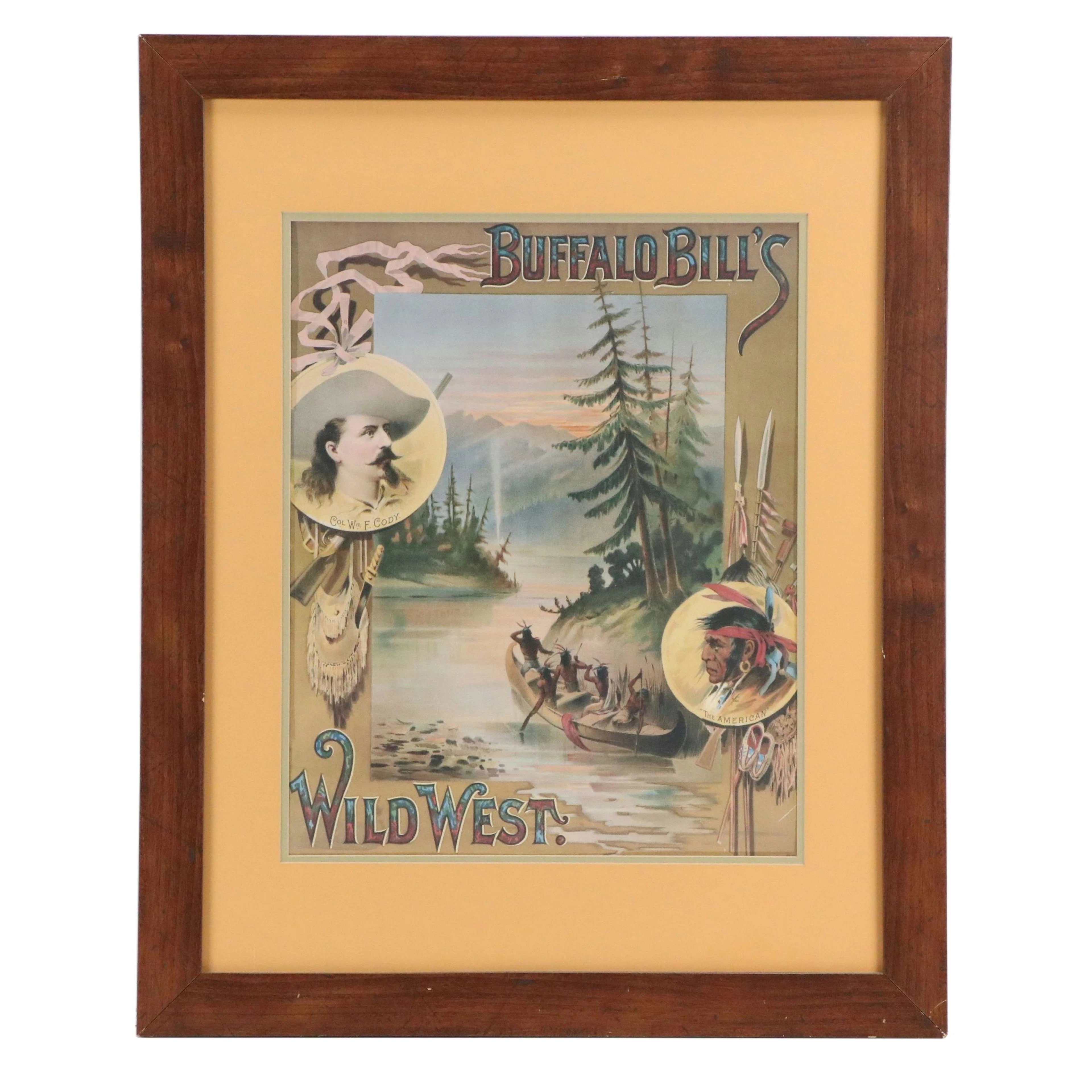 Offset Litho Reproduction Poster for "Buffalo Bill's Wild West," Late 20th C.