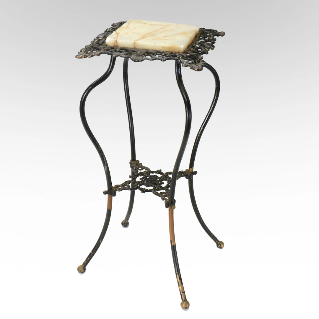 Victorian Calcite and Metal Stand, Late 19th/Early 20th Century