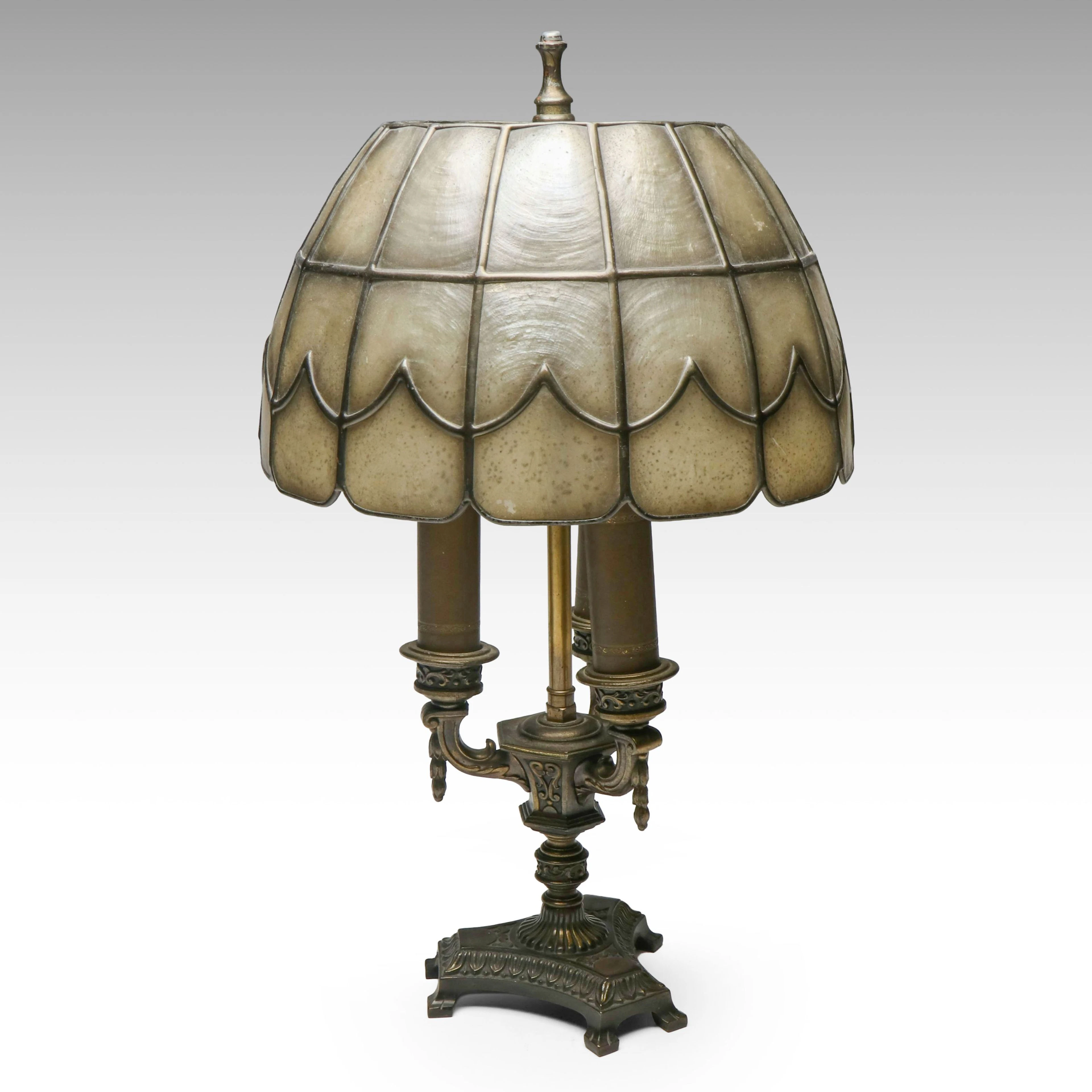 Rembrandt Bouillotte Style Table Lamp with Capiz Shell Shade