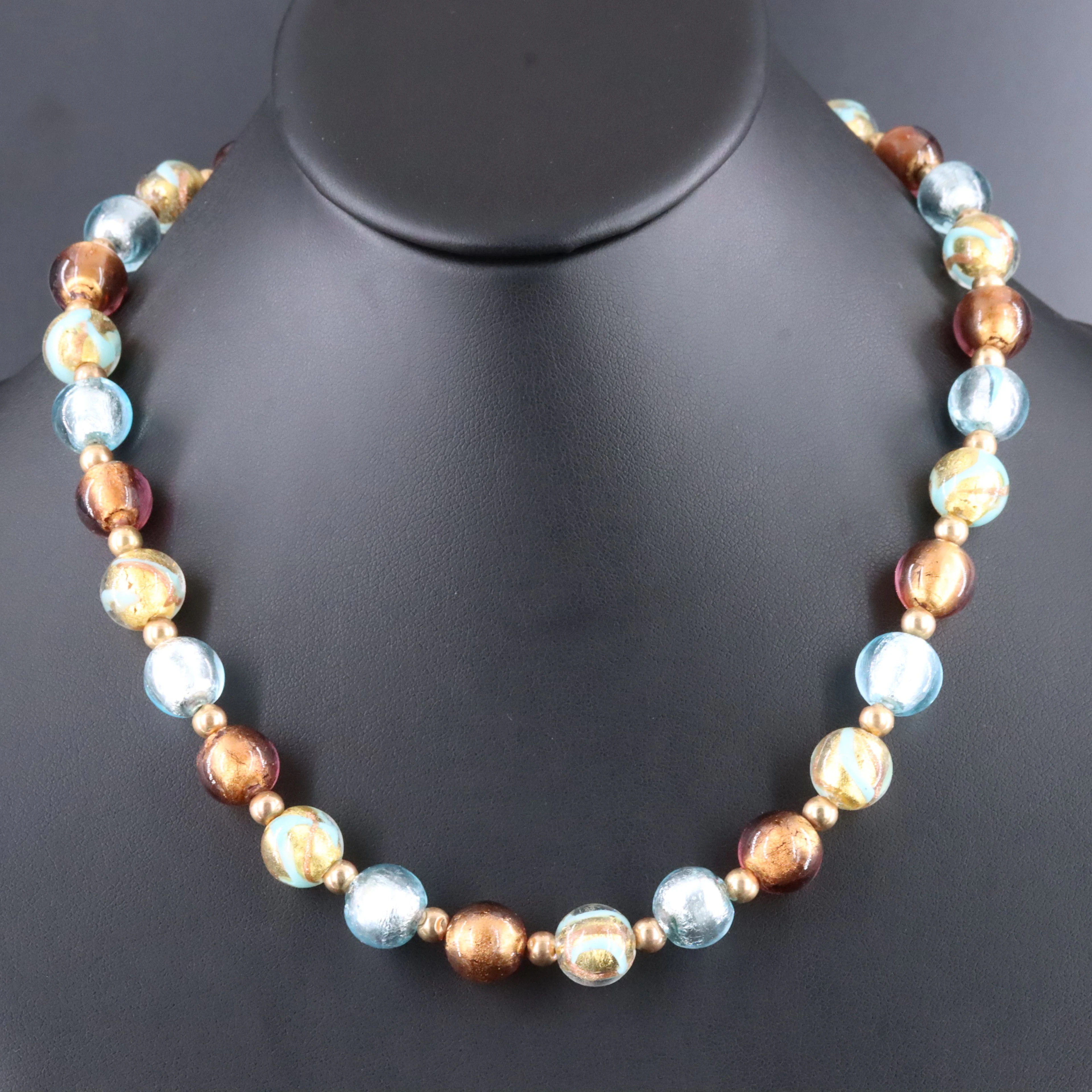14K Art Glass Bead Necklace