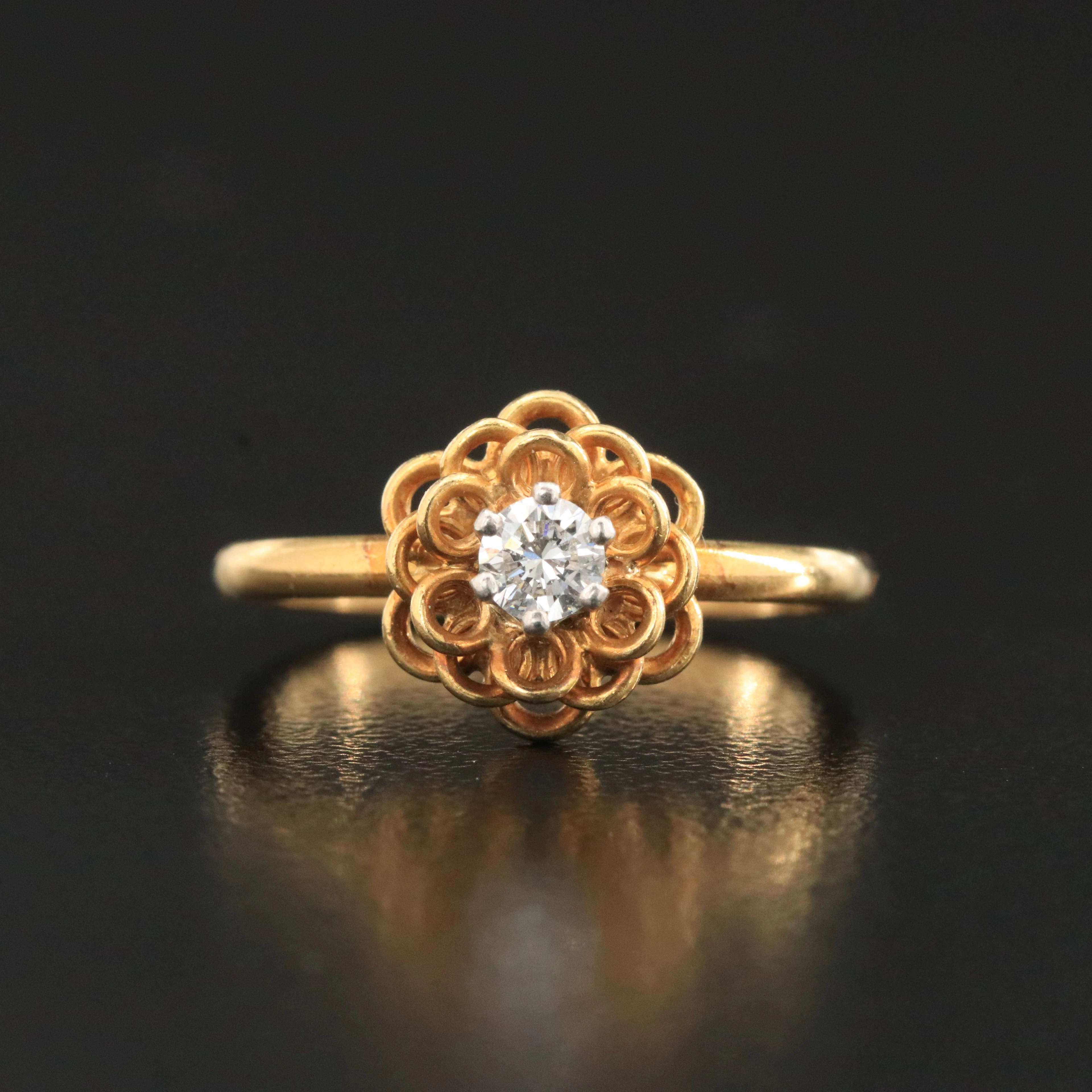 Jabel 18K 0.16 CT Diamond Ring with Palladium Mounting