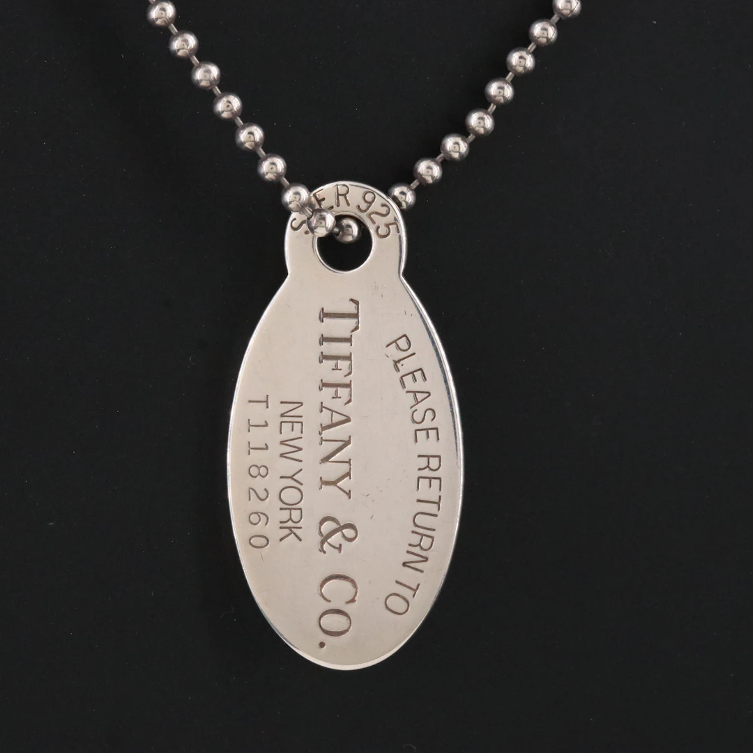 Tiffany & Co. Return to Tiffany Sterling Oval Tag Pendant Necklace