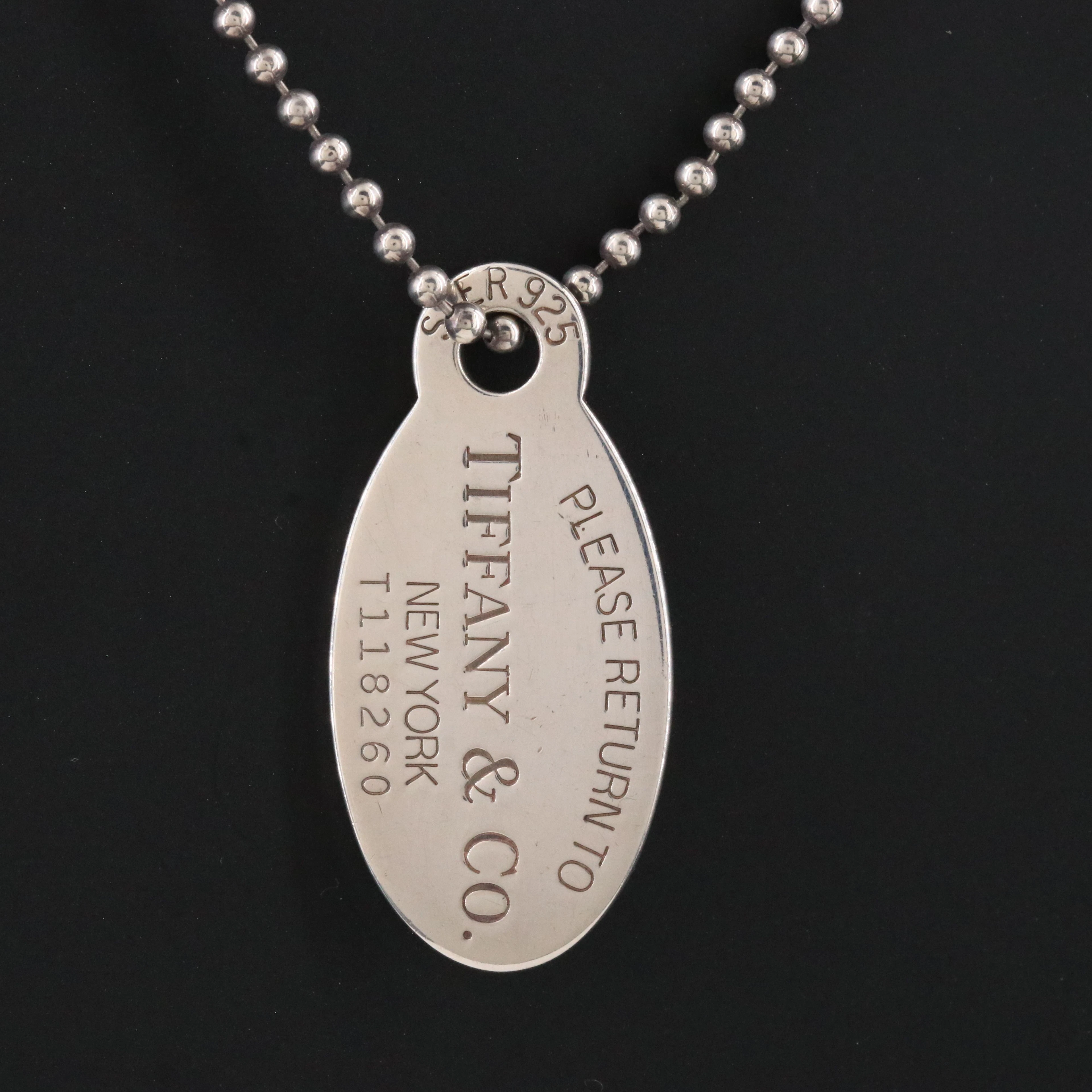 Tiffany & Co. Return to Tiffany Sterling Oval Tag Pendant Necklace