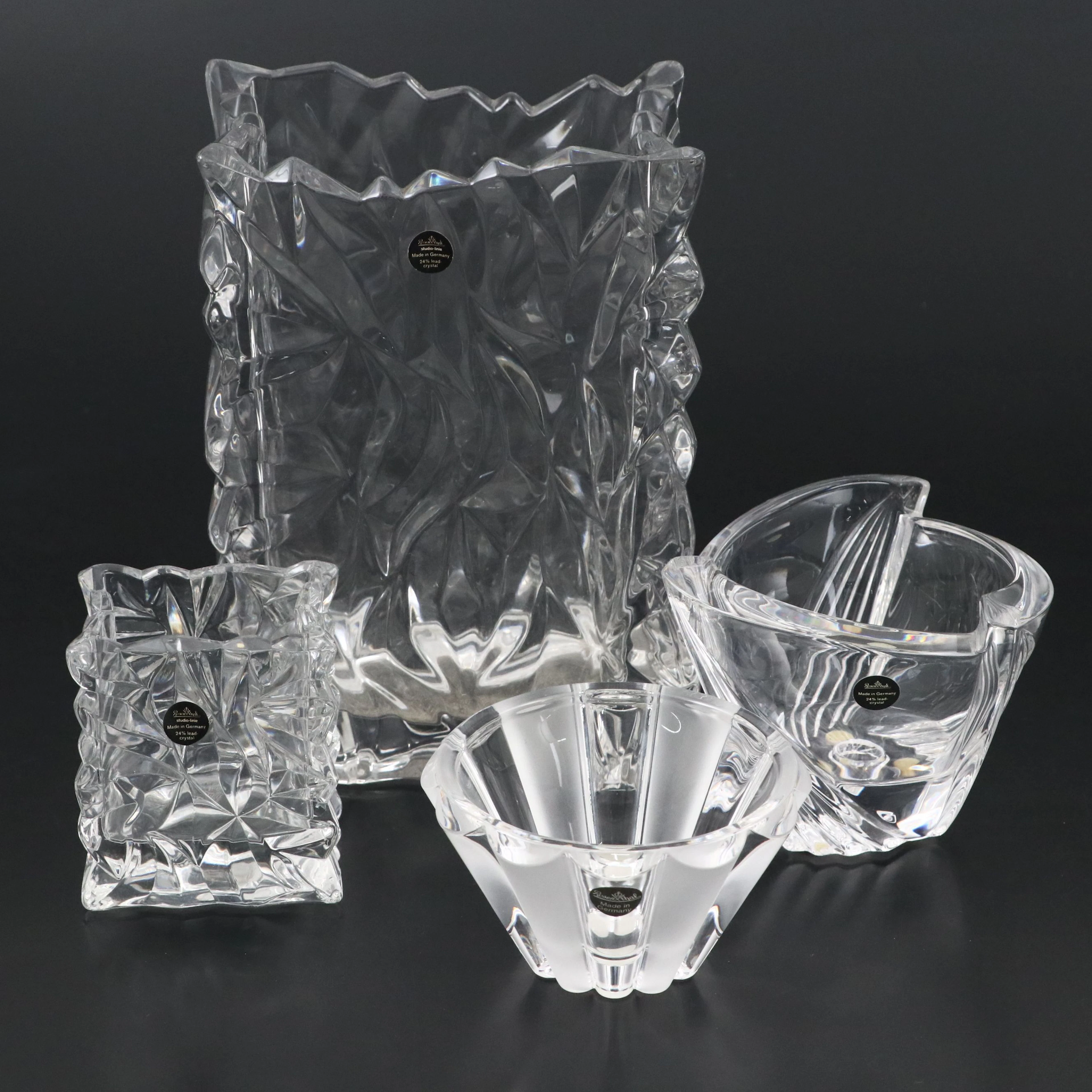Rosenthal "Bag" Vase and Candleholder with More German Crystal