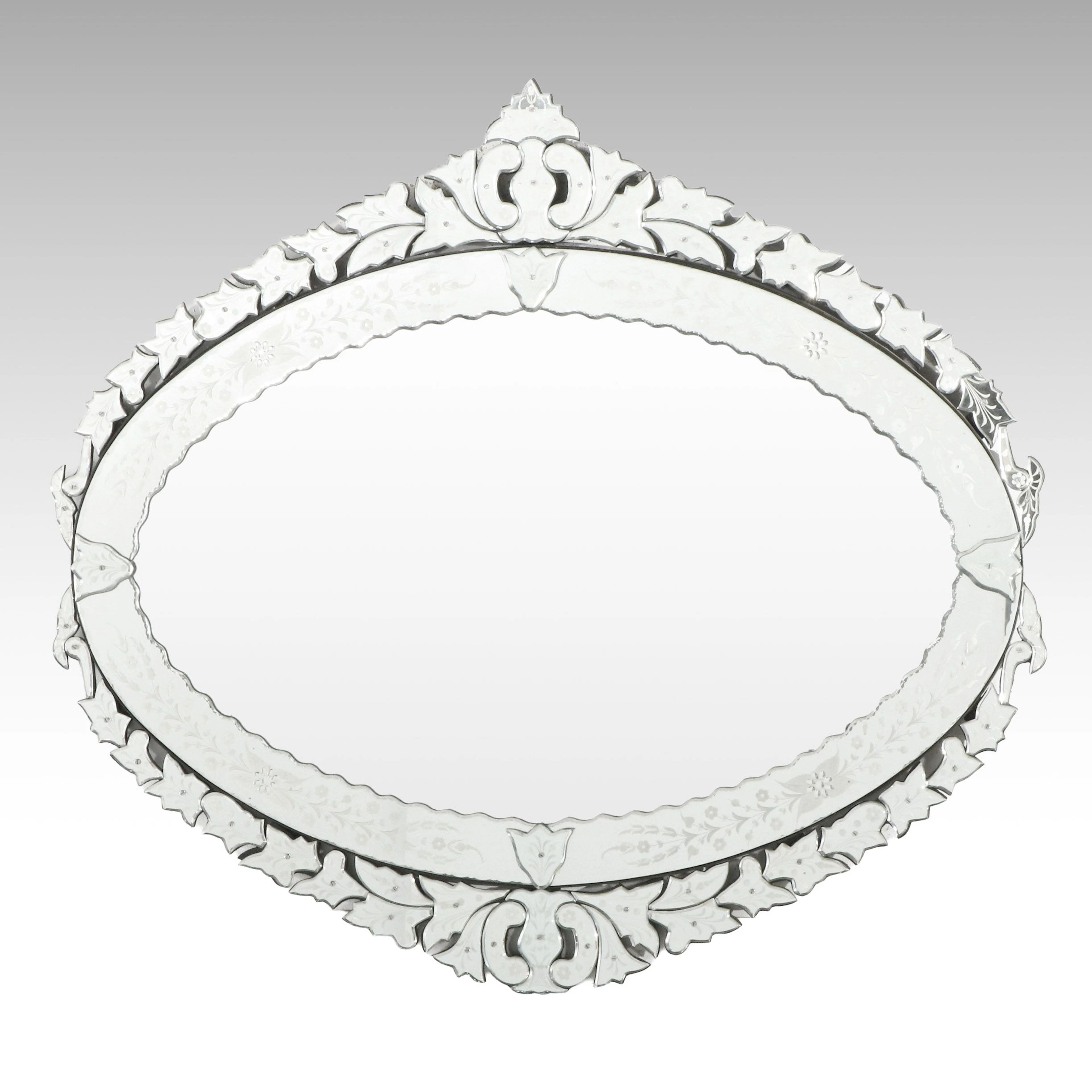 Venetian Style Etched Floral Wall Mirror