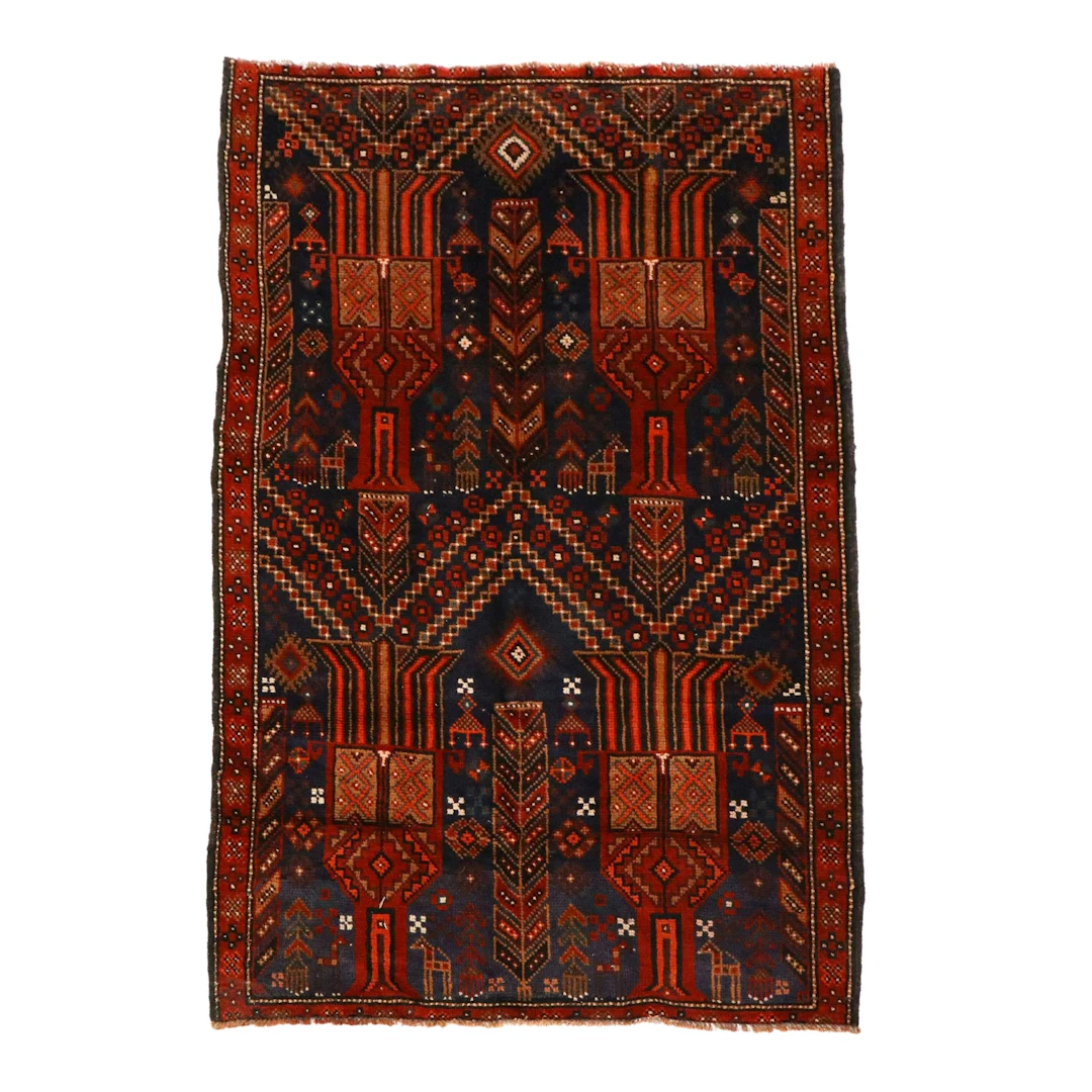 4'6 x 7'2 Hand-Knotted Persian Afshar Area Rug