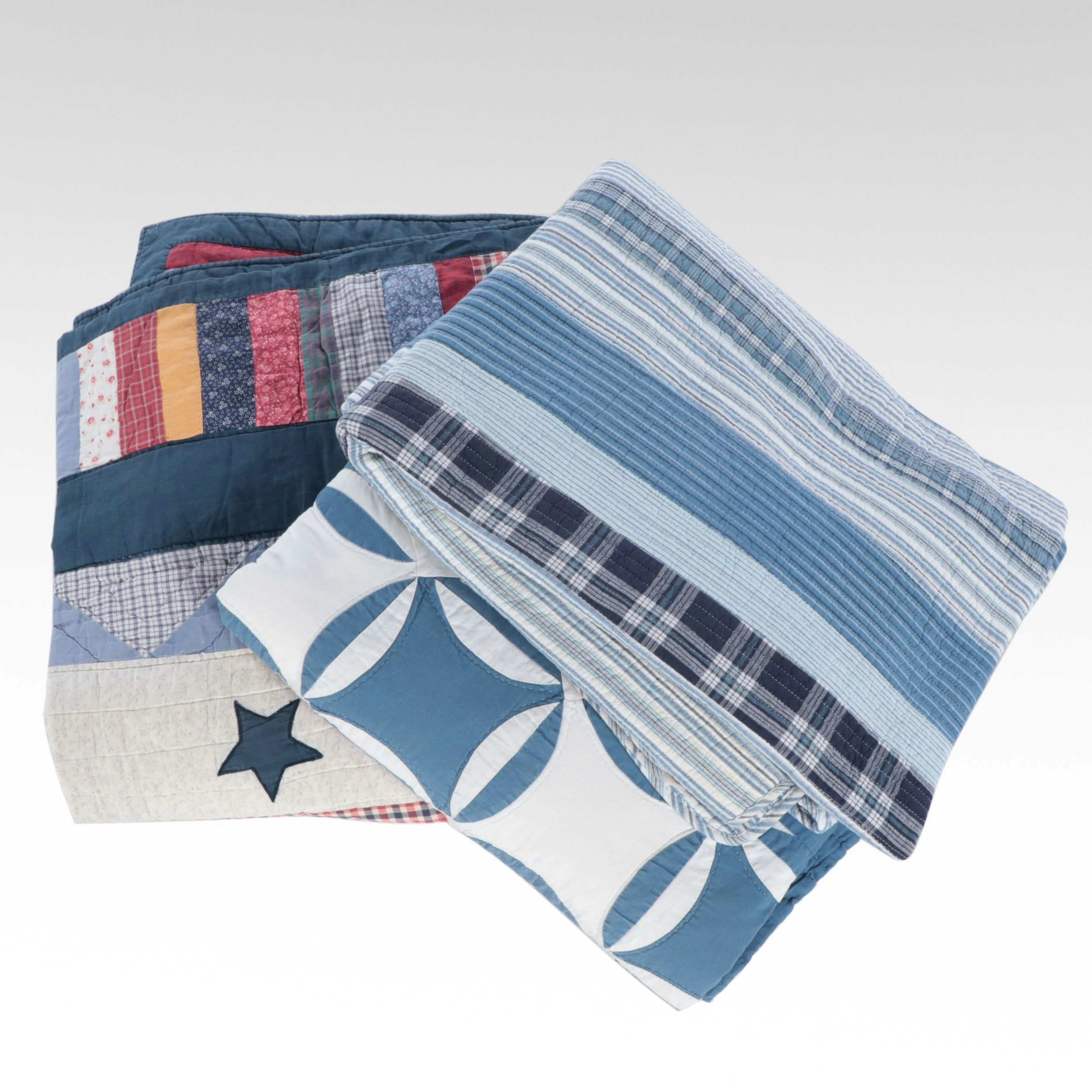 Hand-Stitched "Rob Peter to Pay Paul" and Patriotic Quilt with Other Quilt