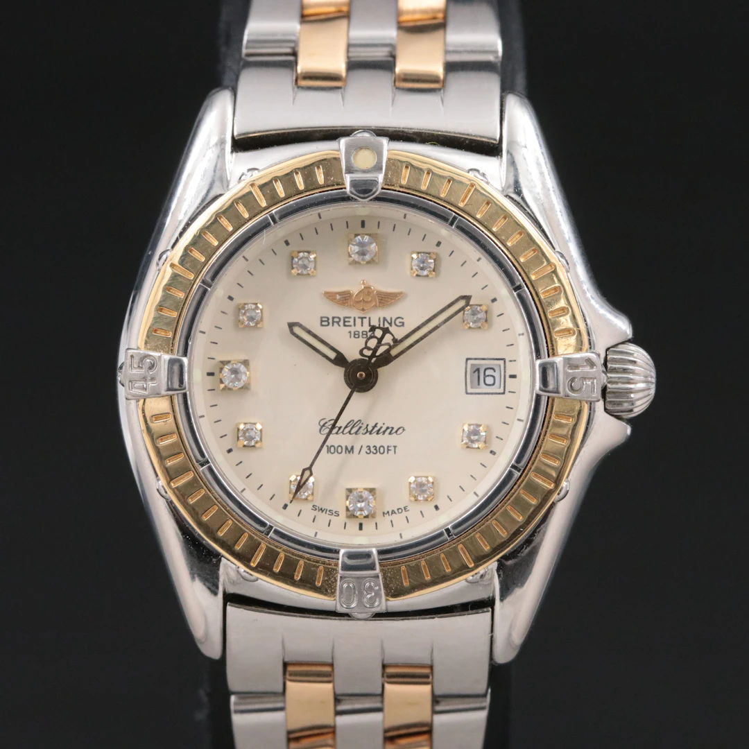 Breitling Callistino Gold & Steel Diamond 28mm Quartz Watch