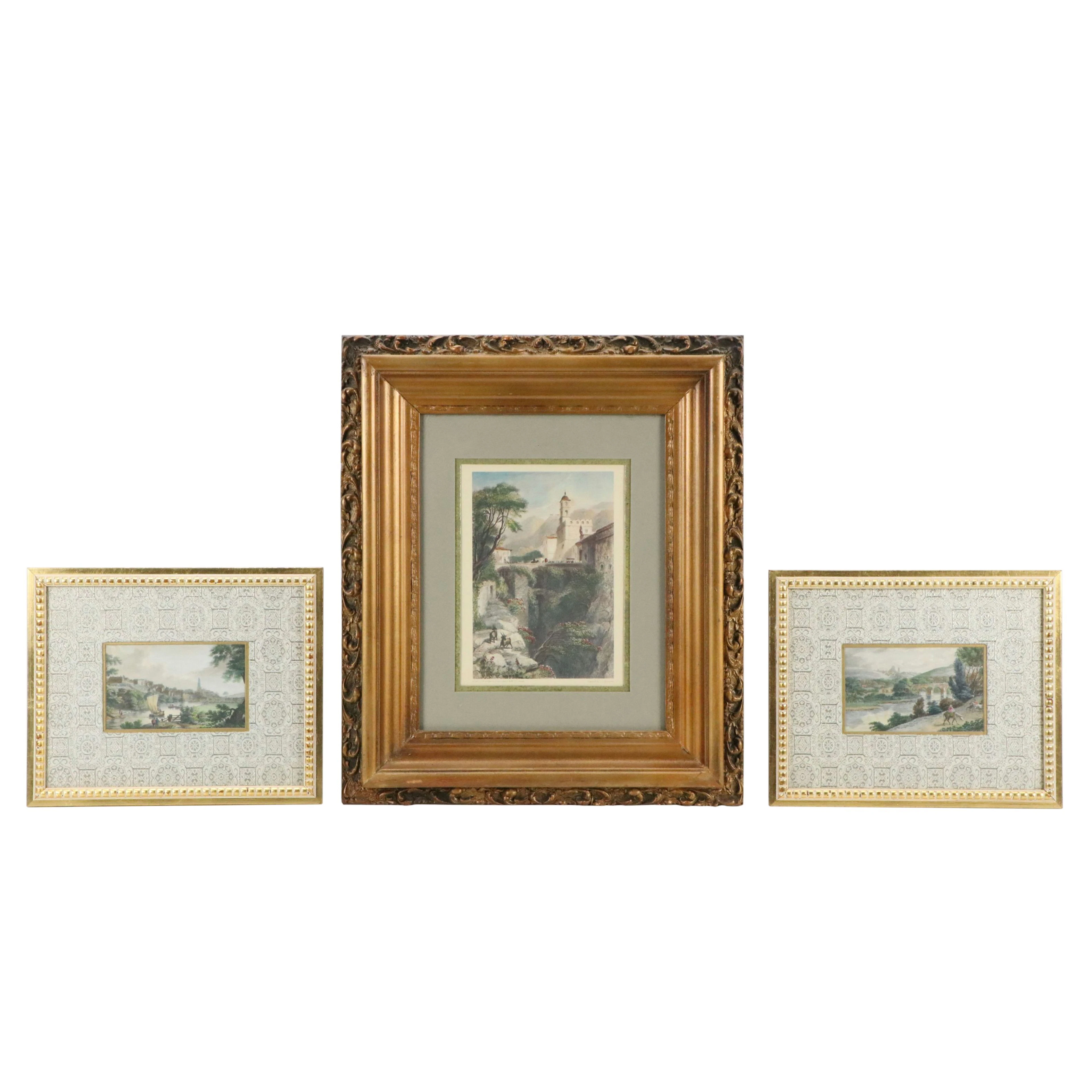After Francis Nicholson and Others Collection of Mixed Media Landscape Prints