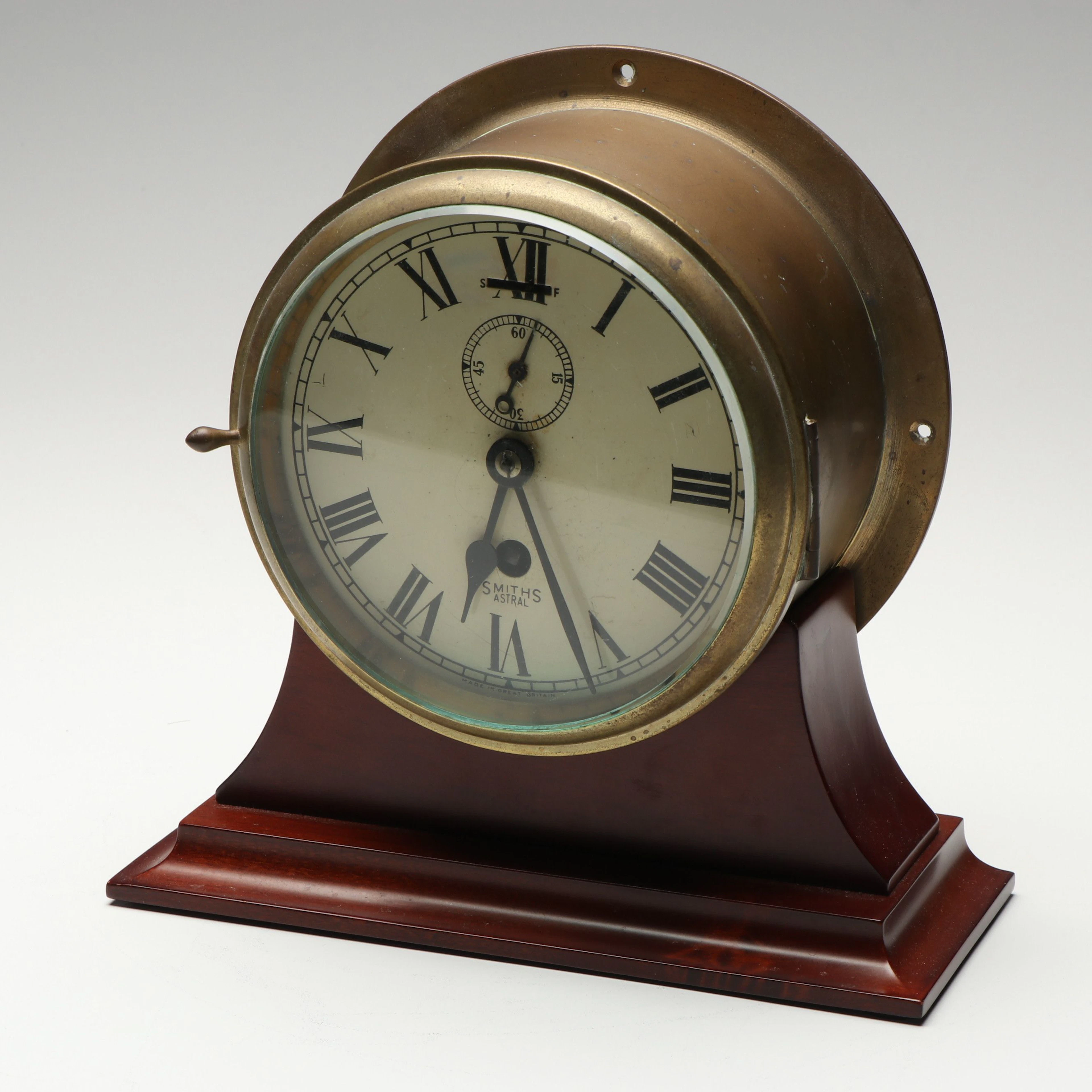 Smiths Astral Brass Nautical Ship's Bulkhead Clock, Mid-20th Century