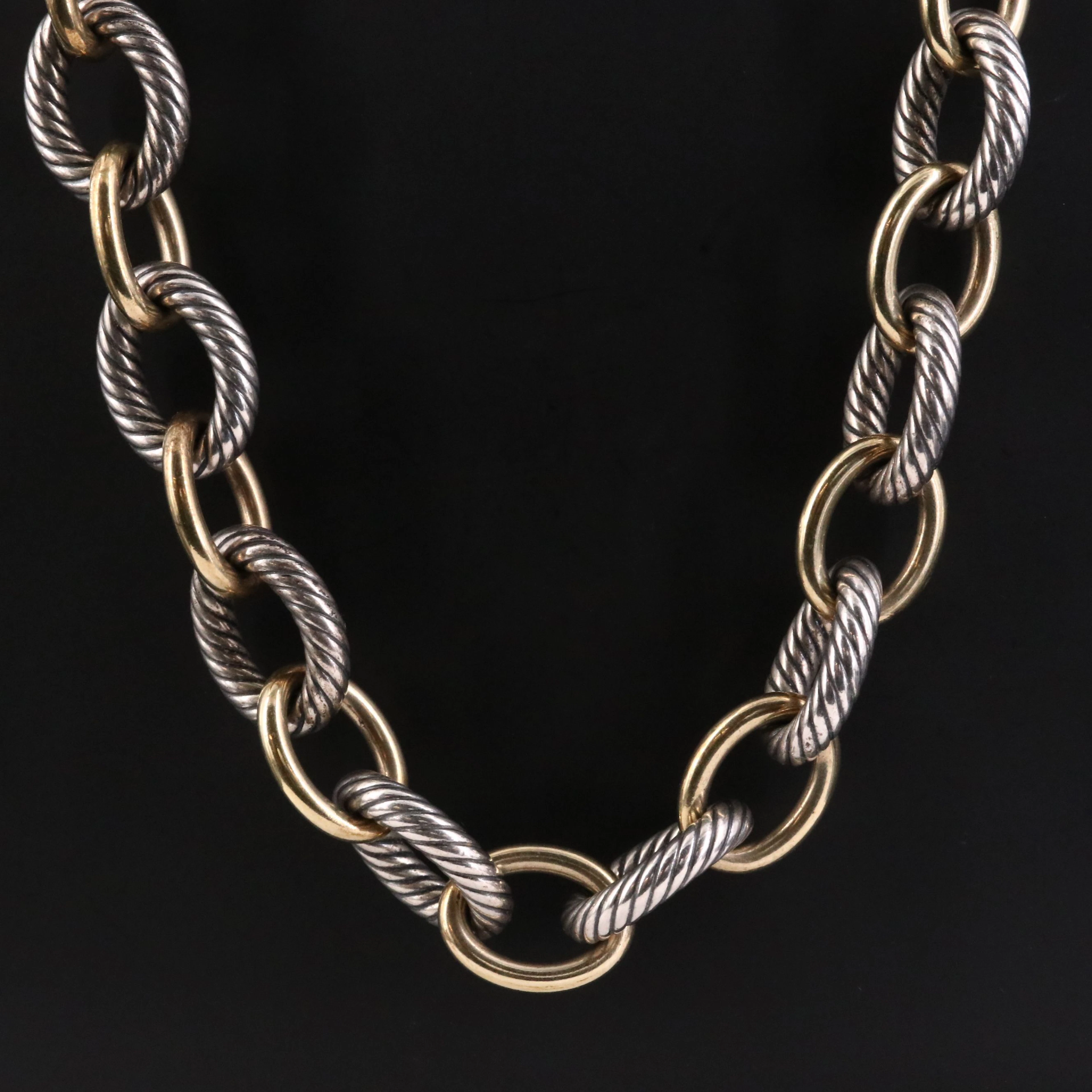 David Yurman Chain Collection Sterling and 18K Oval Necklace