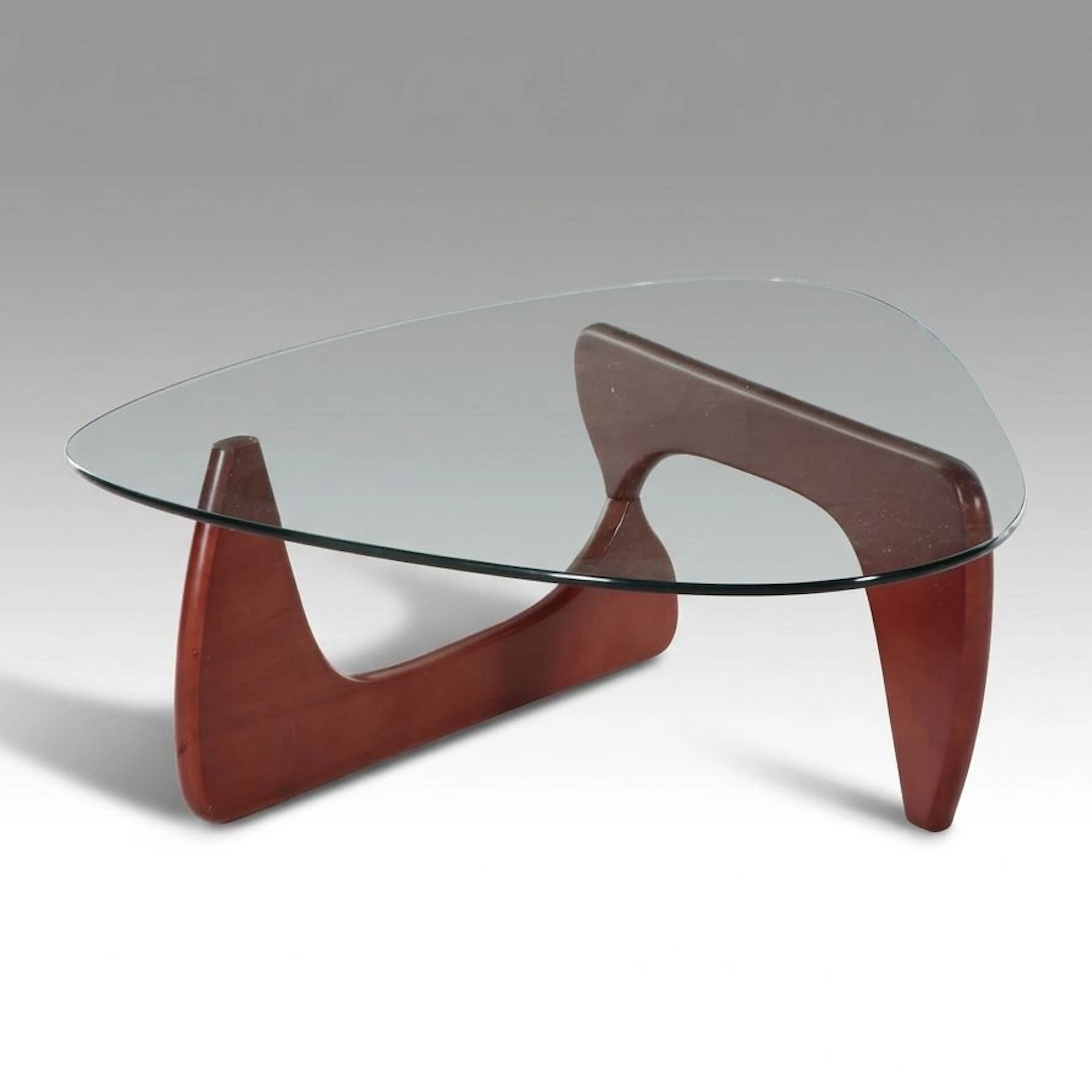 Isamu Noguchi Style Glass and Wood Coffee Table, 21st Century