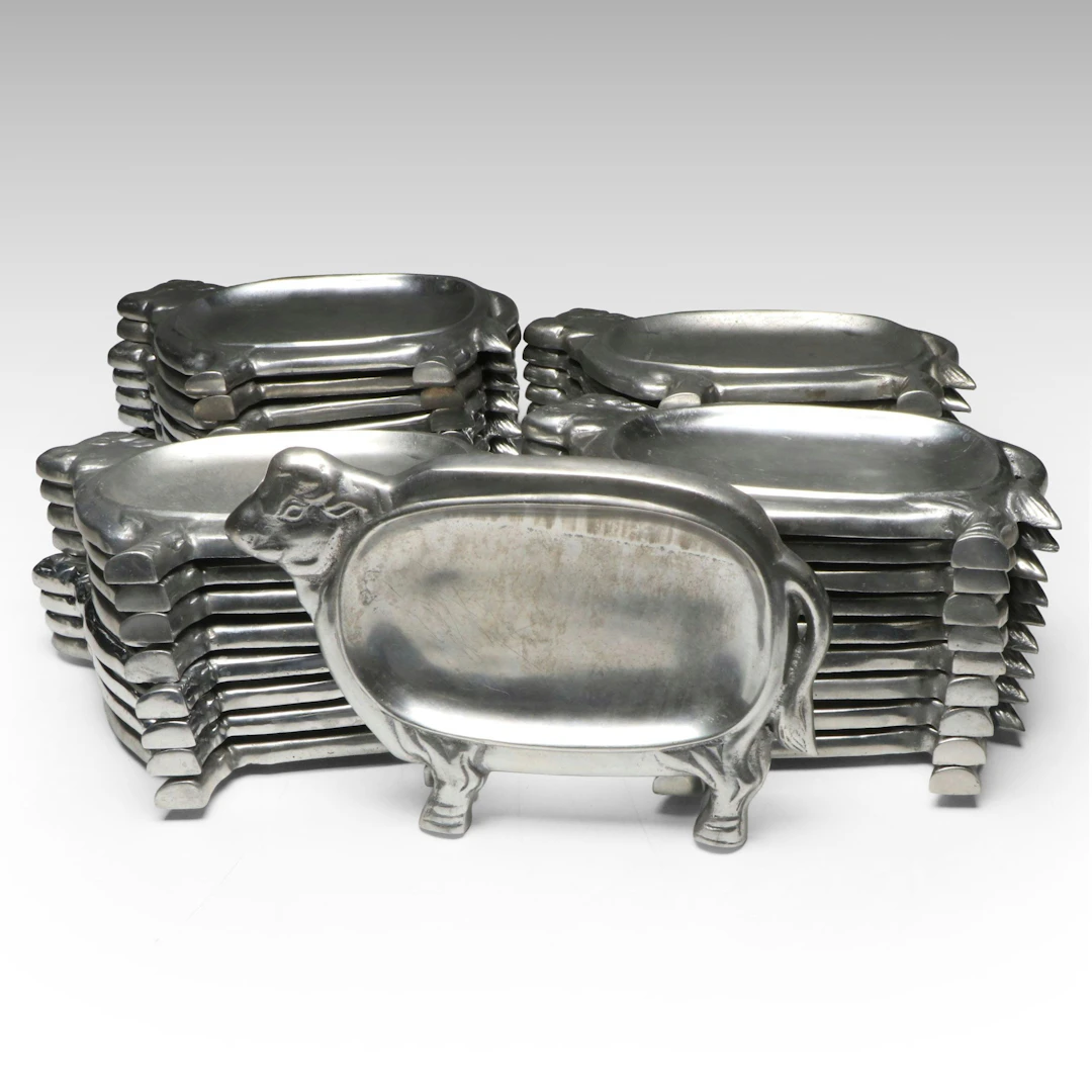 Aluminum Cow Dinner Plates, Late 20th Century