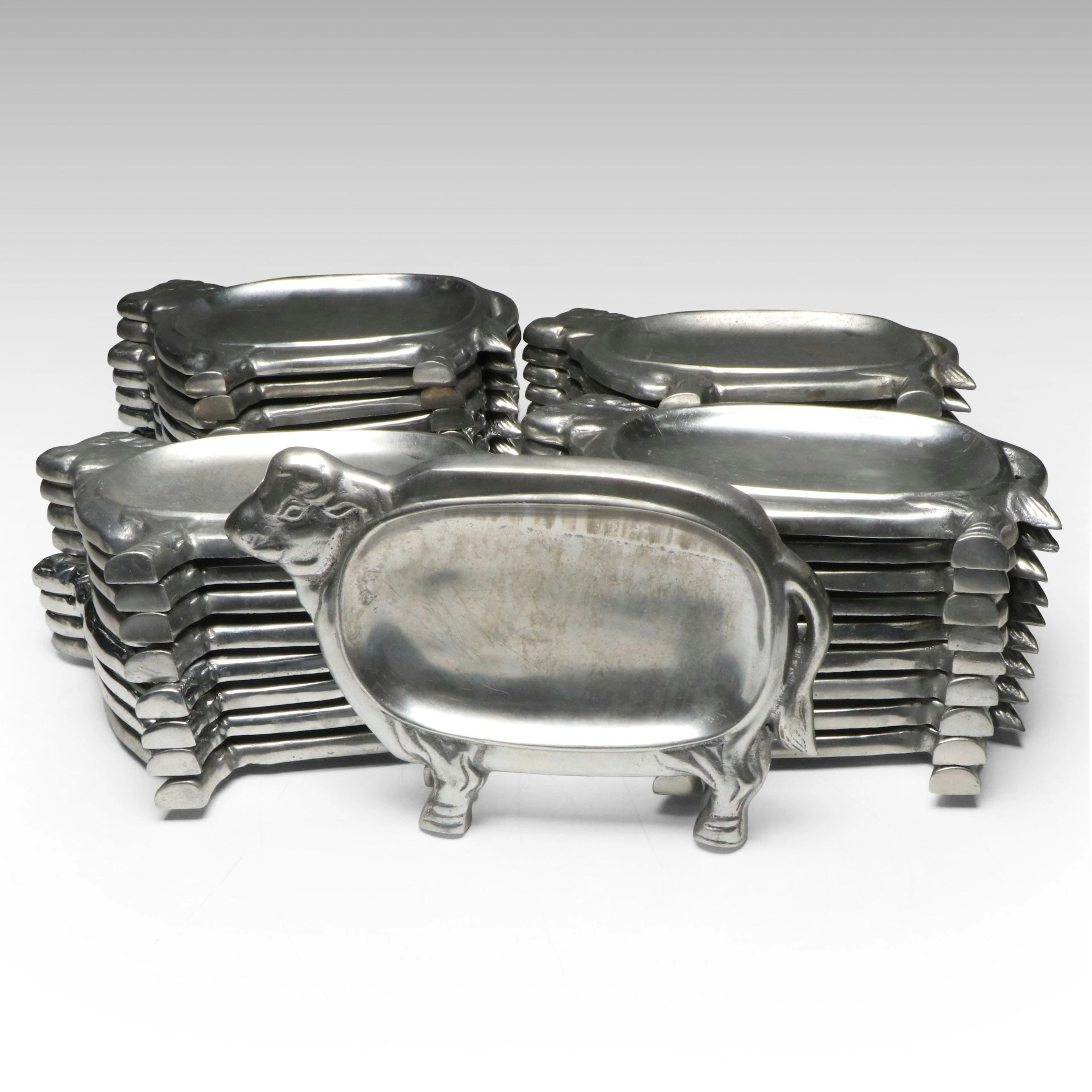 Aluminum Cow Dinner Plates, Late 20th Century