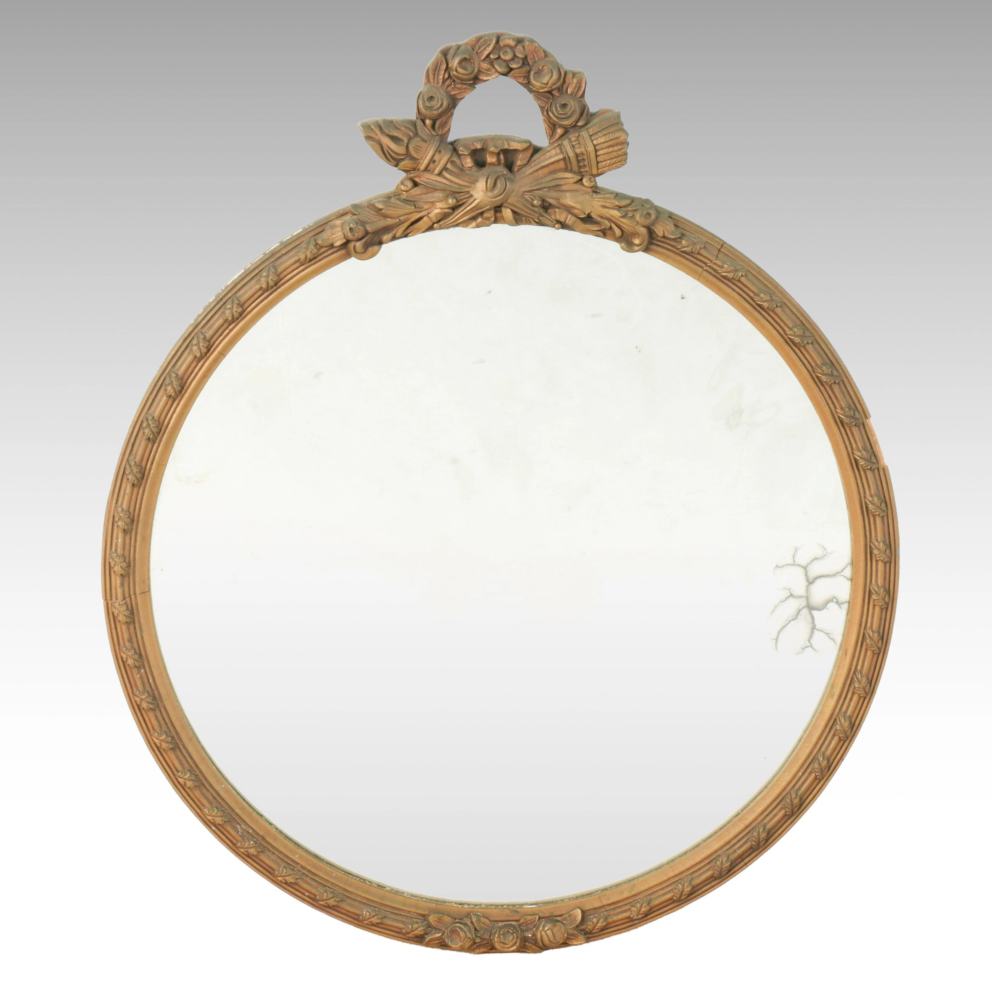 Louis XVI Style Round Giltwood Mirror, 19th Century