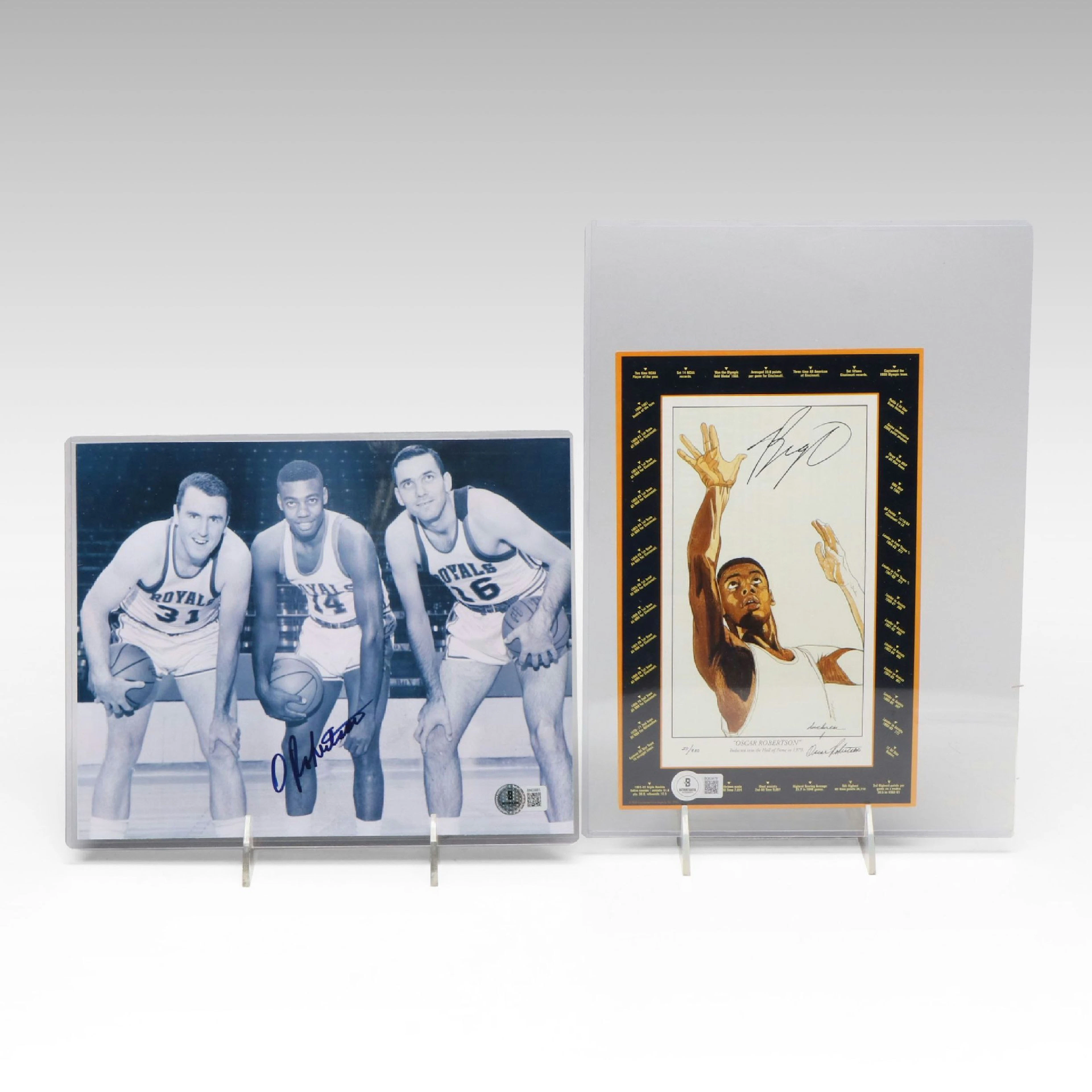 Oscar Robertson Signed Basketball Prints, Beckett