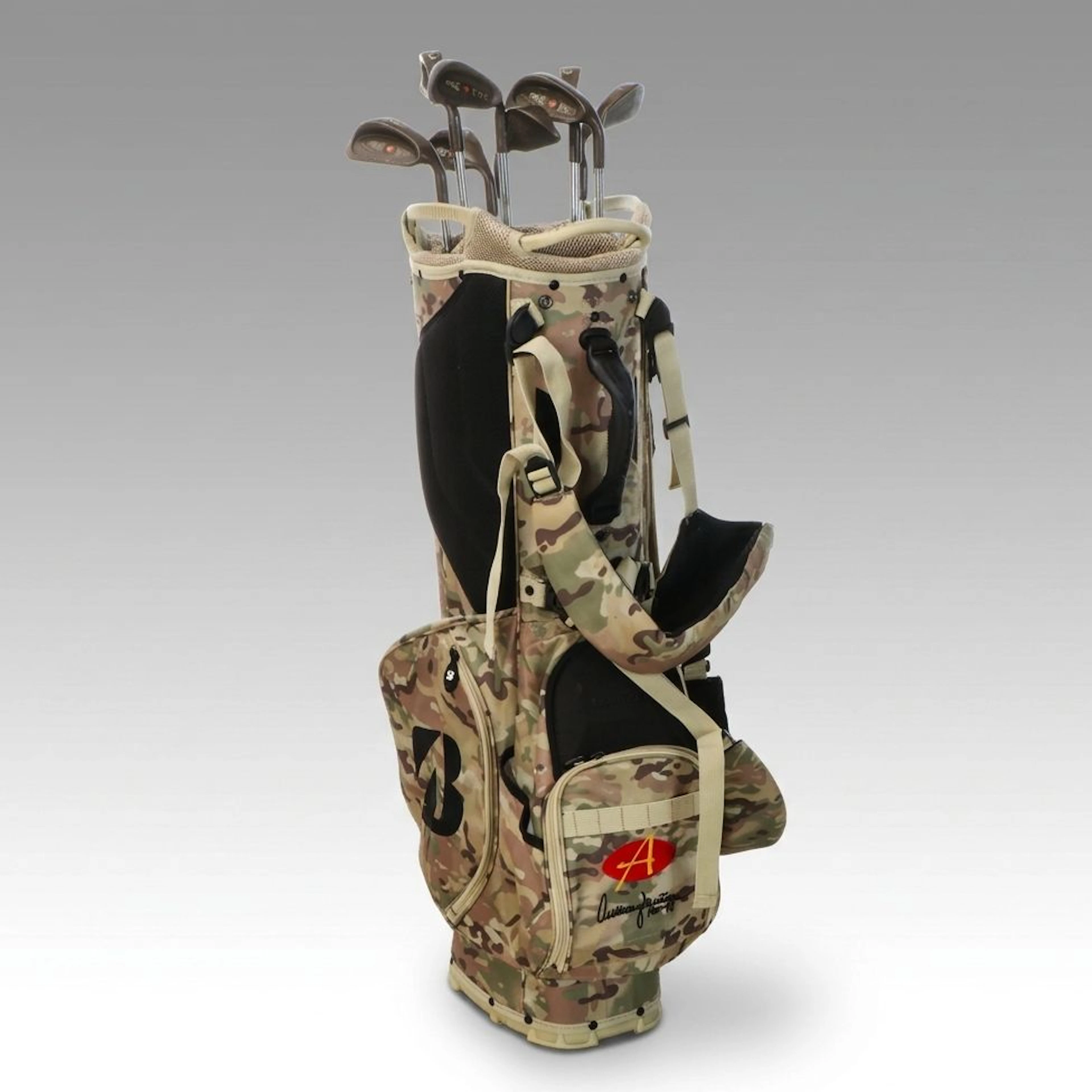 Anthony Muñoz Issued Bridgestone Golf Bag with Ping Eye 2 Golf Clubs