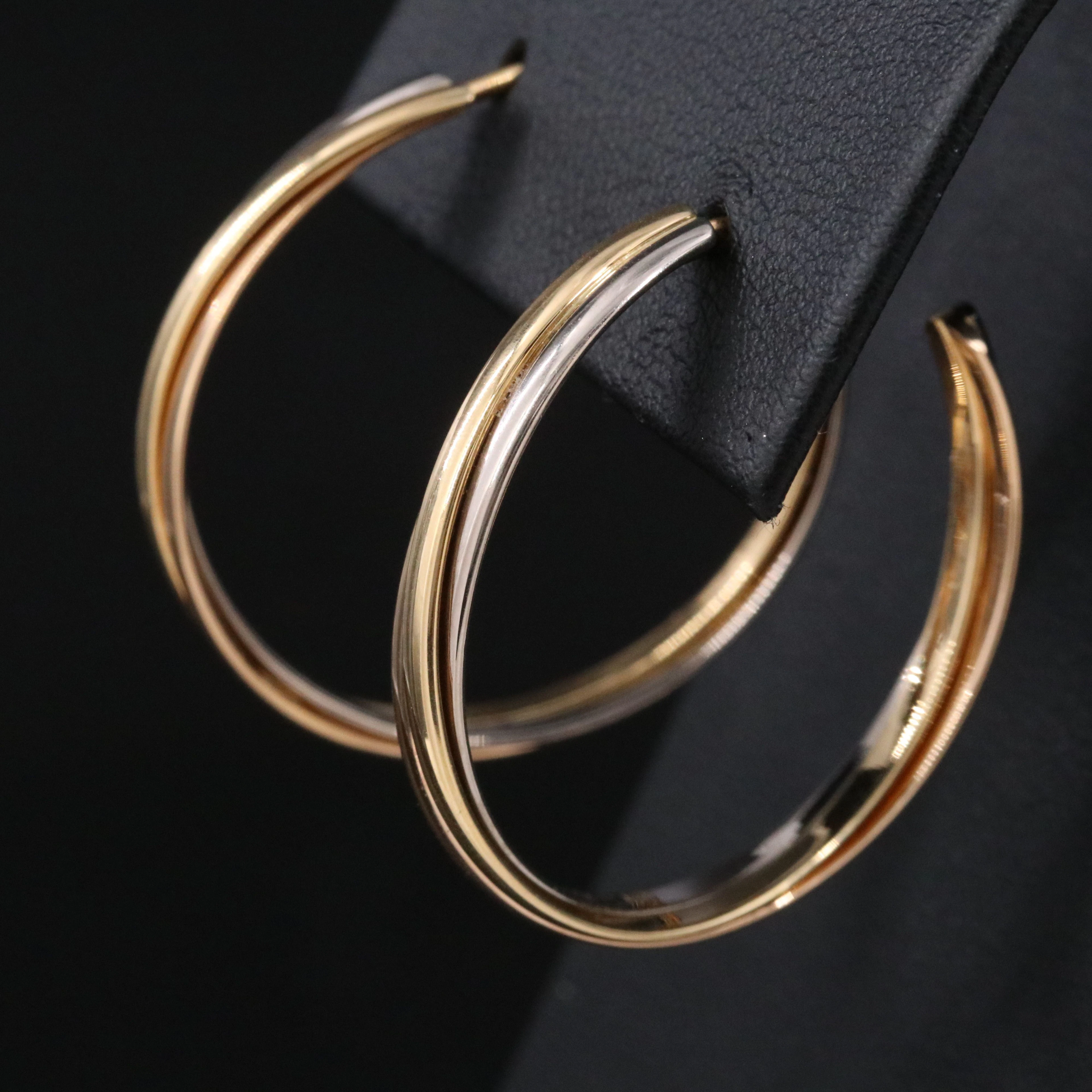 Cartier Trinity 18K Tri-Color Gold Hoop Earrings