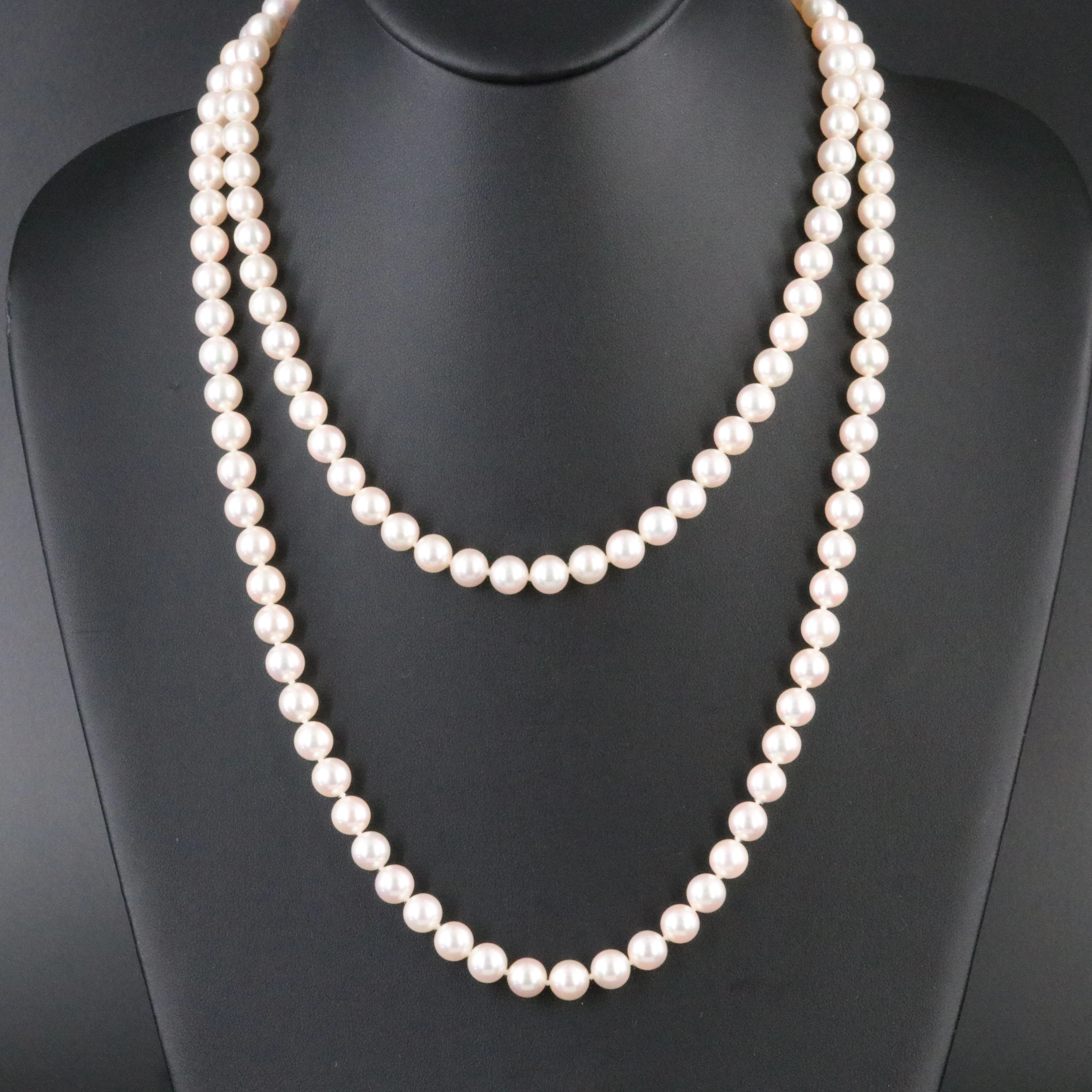 Mikimoto Rope Length Pearl Necklace with 18K Clasp