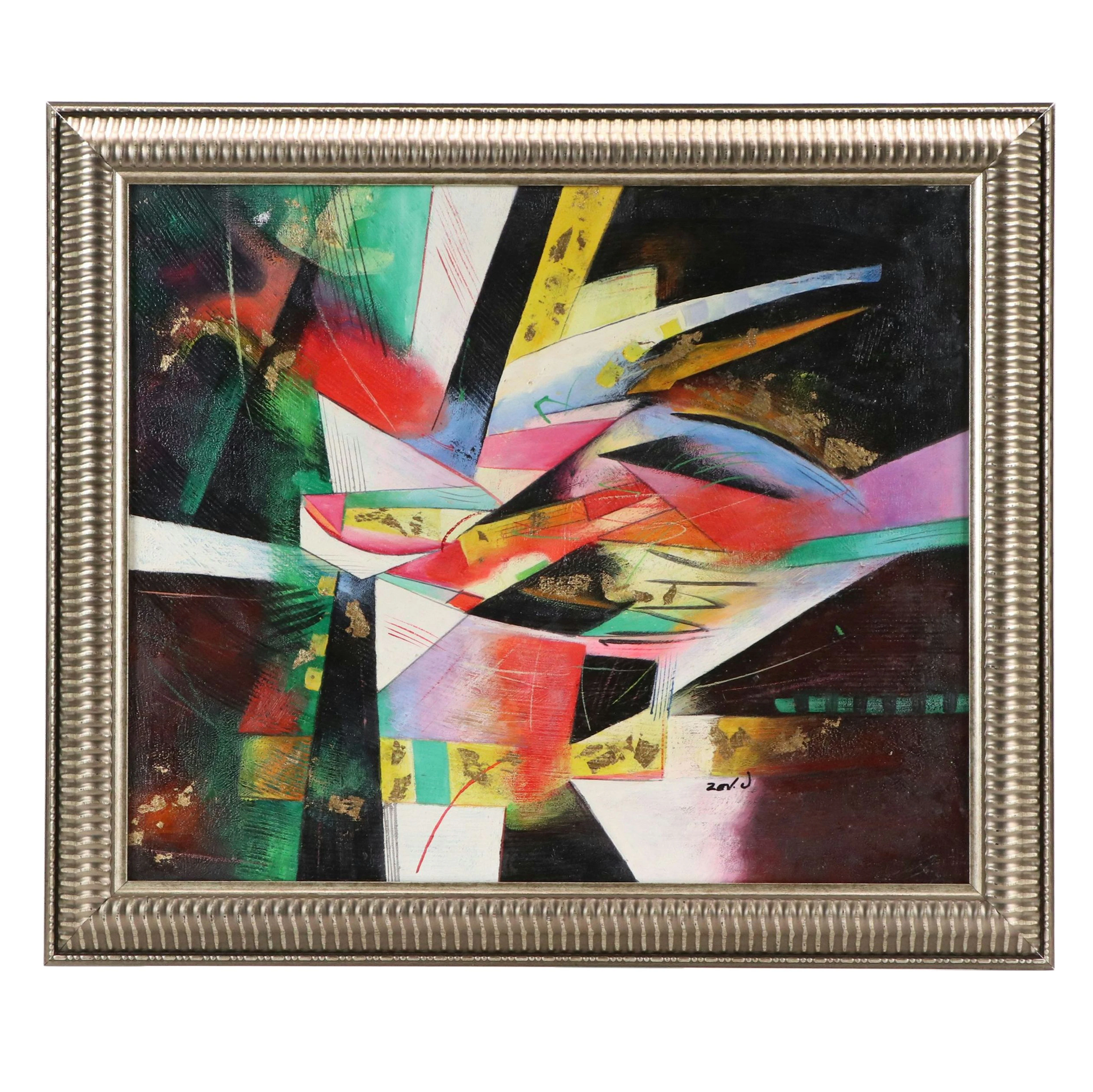 Zev J. Abstract Oil Painting, 21st Century