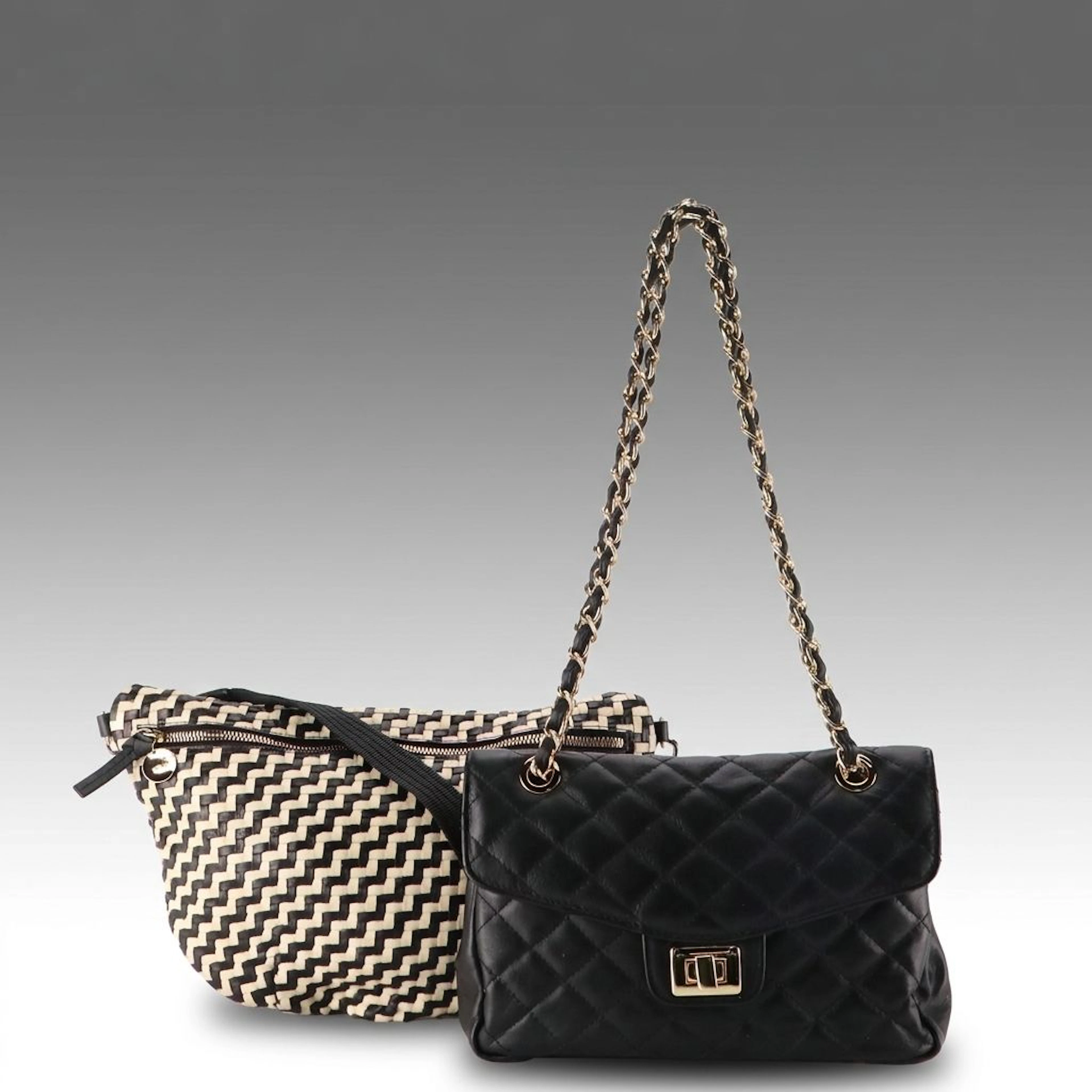 Clare V. Grande Woven Leather Sling Bag & VirsaBags Diamond Quilted Leather Bag