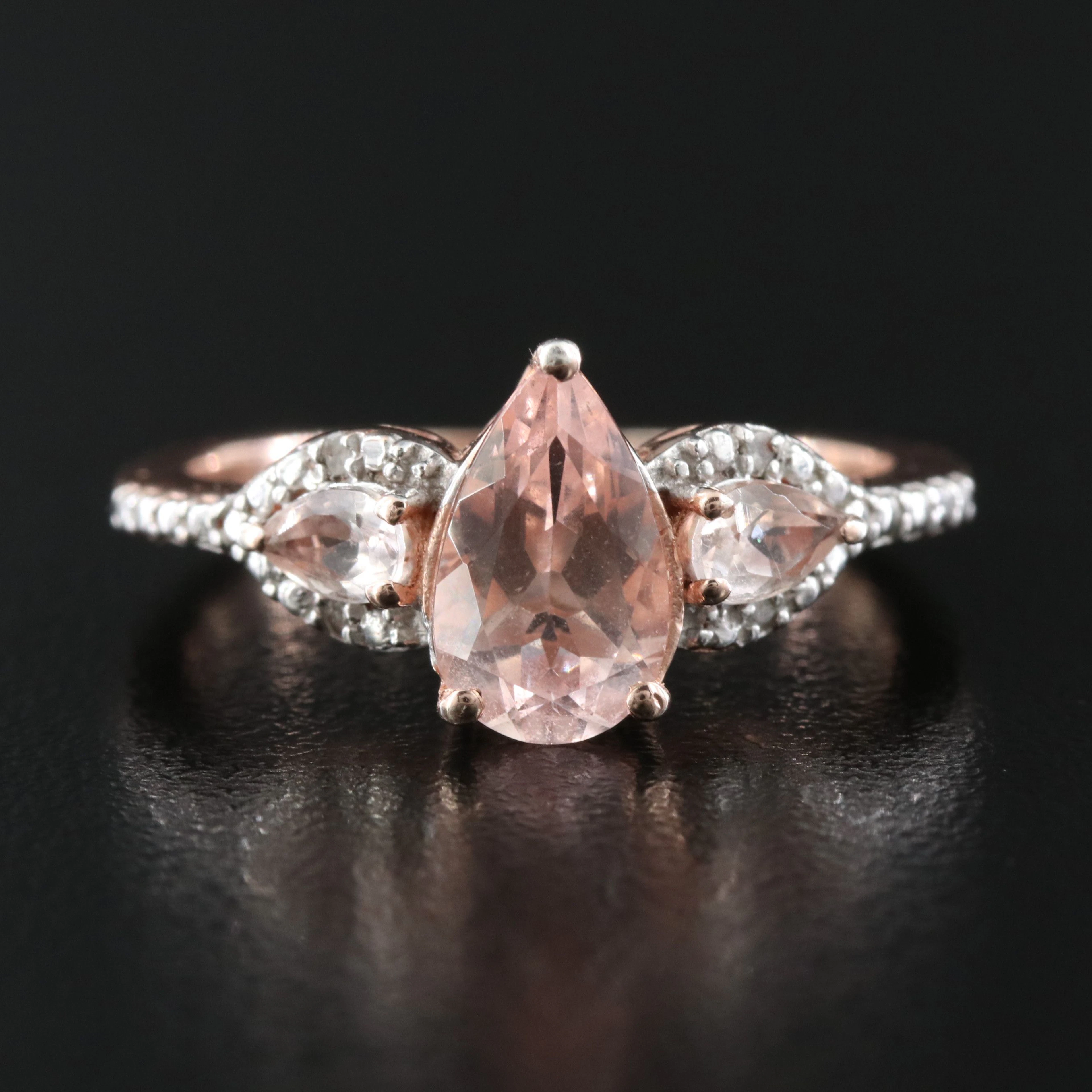 Sterling Morganite and Diamond Ring