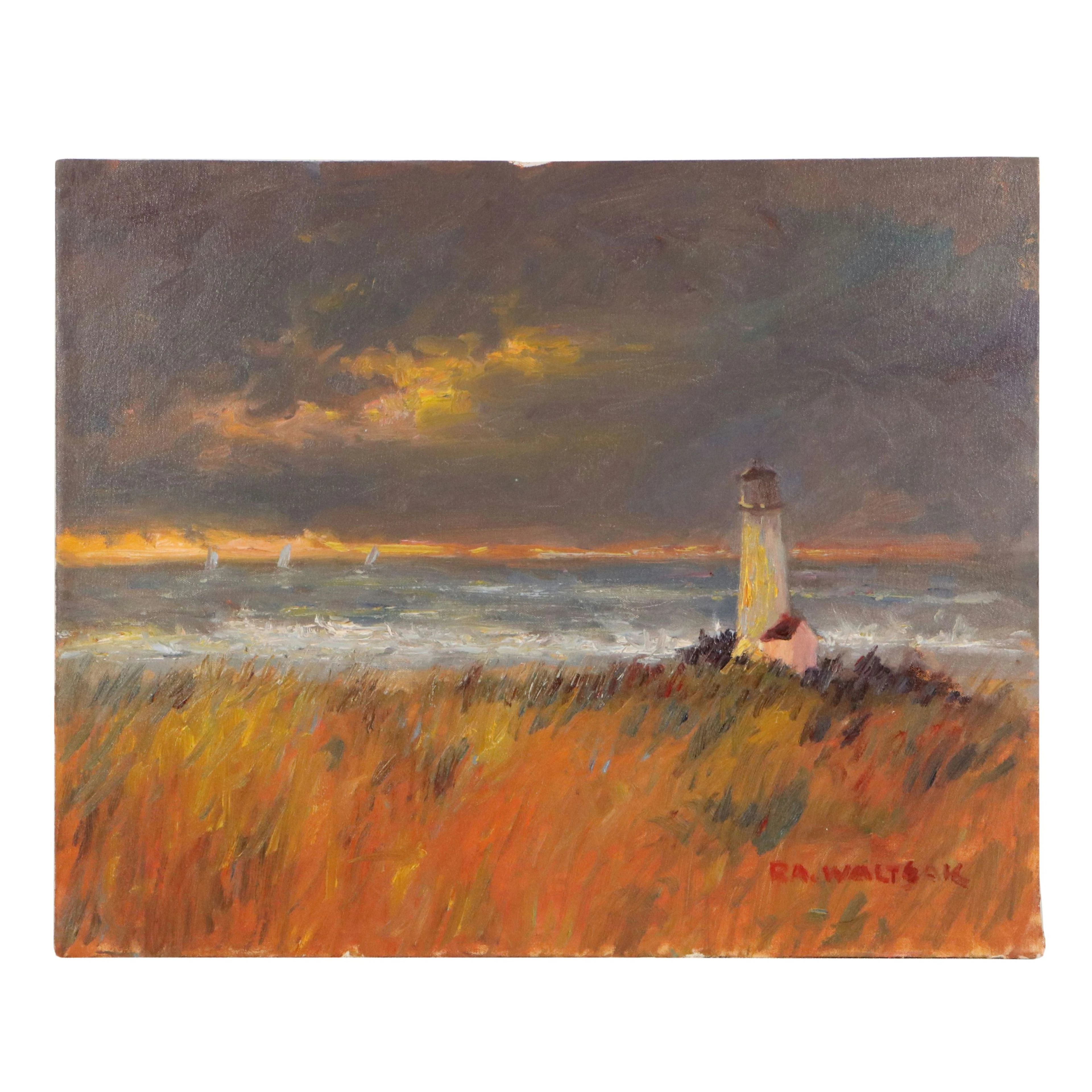 Robert Waltsak Nautical Landscape Oil Painting "Nantucket Light House," 2024