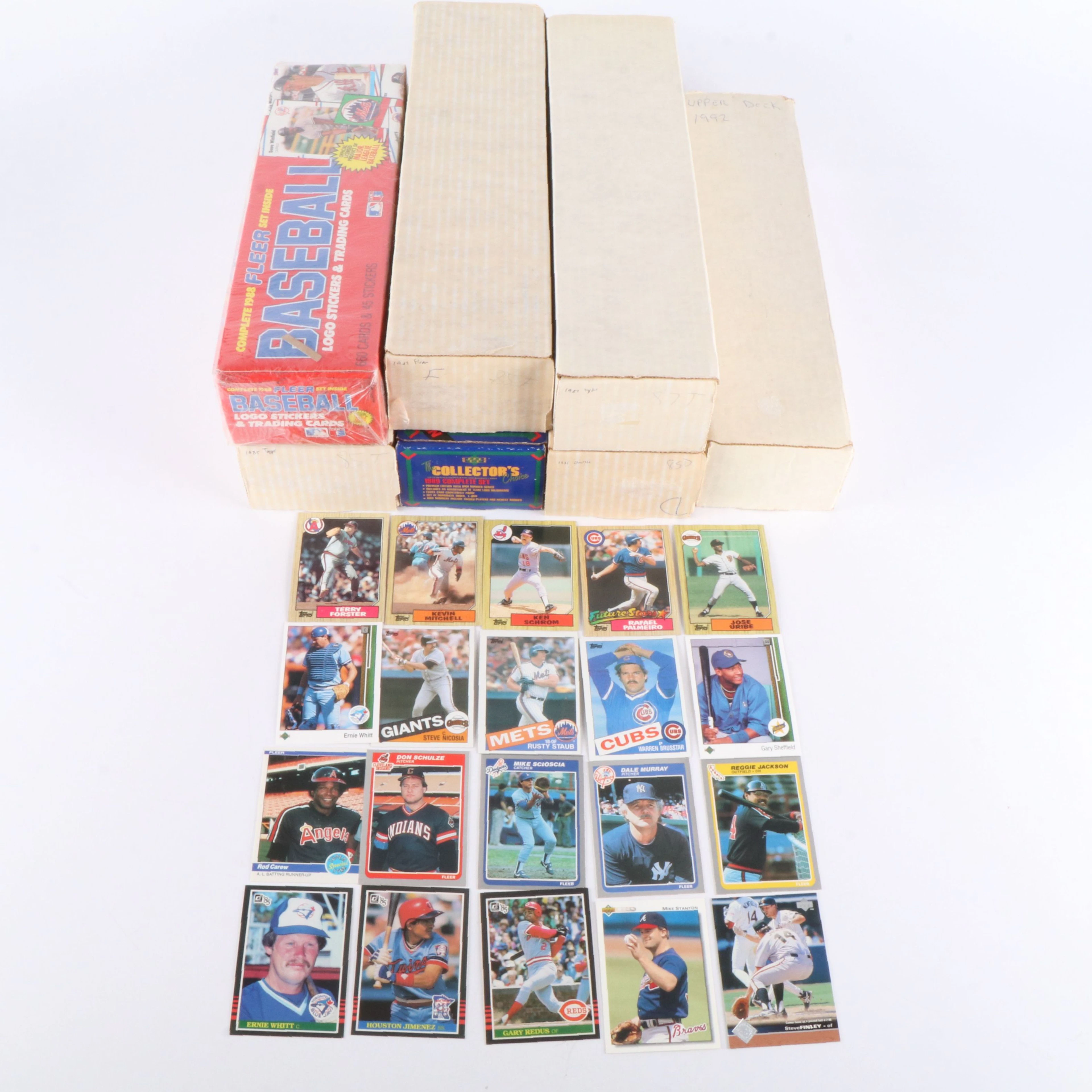 Seven 1985 to 1992 Baseball Card Sets, Donruss, Topps, Fleer, Upper Deck