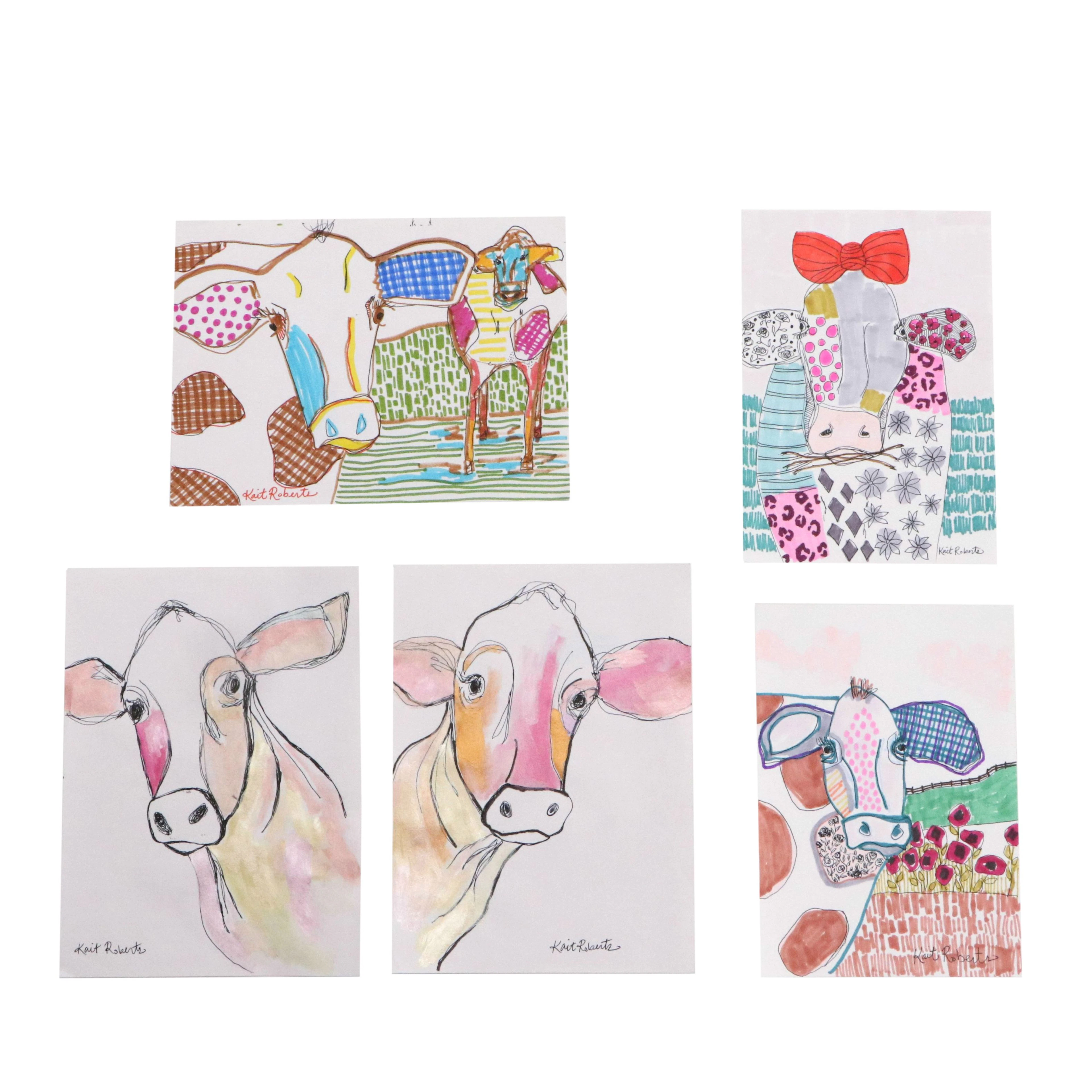 Kait Roberts Mixed Media Drawings of Cows, 2026