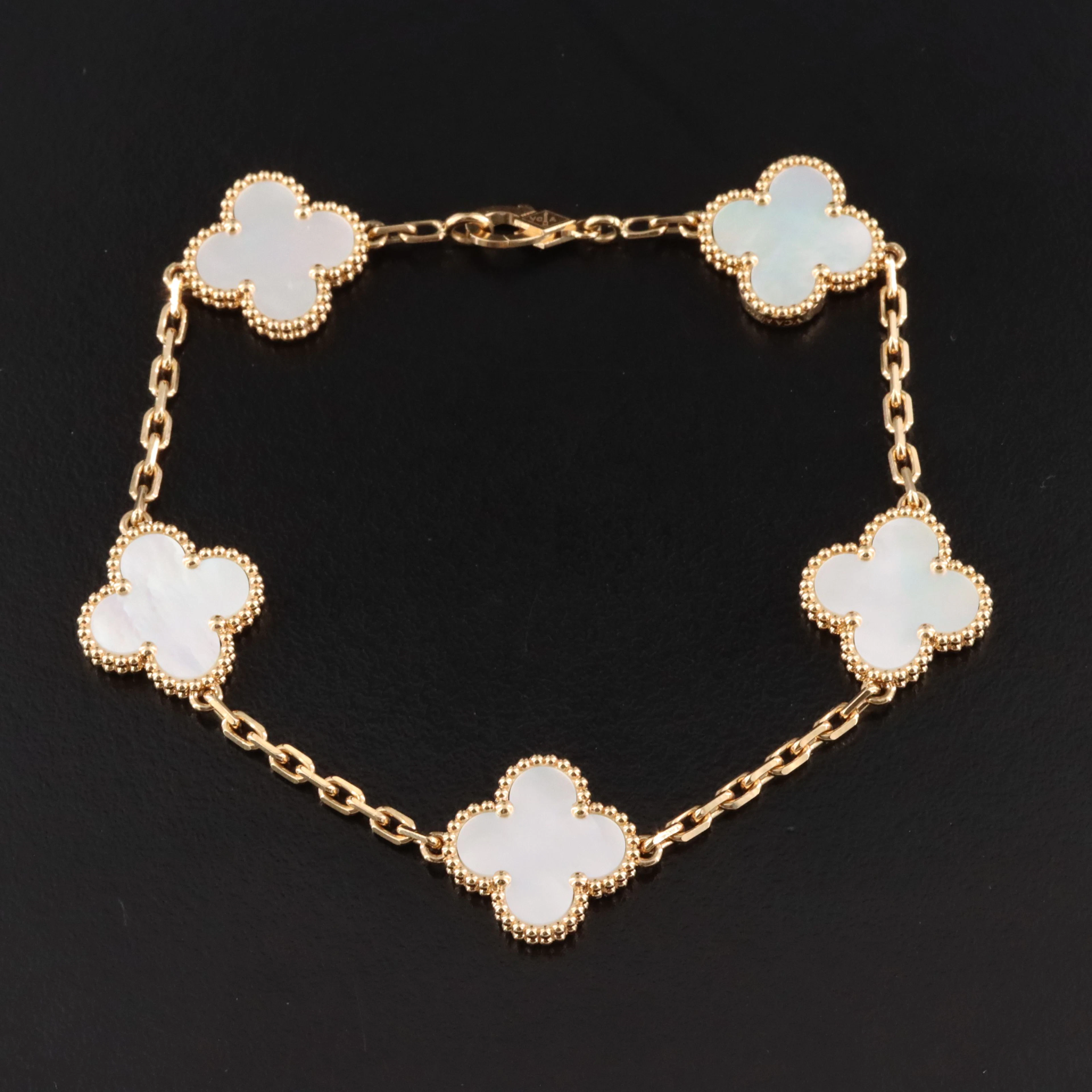 Van Cleef & Arpels Vintage Alhambra 18K Mother-of- Pearl Bracelet with COA