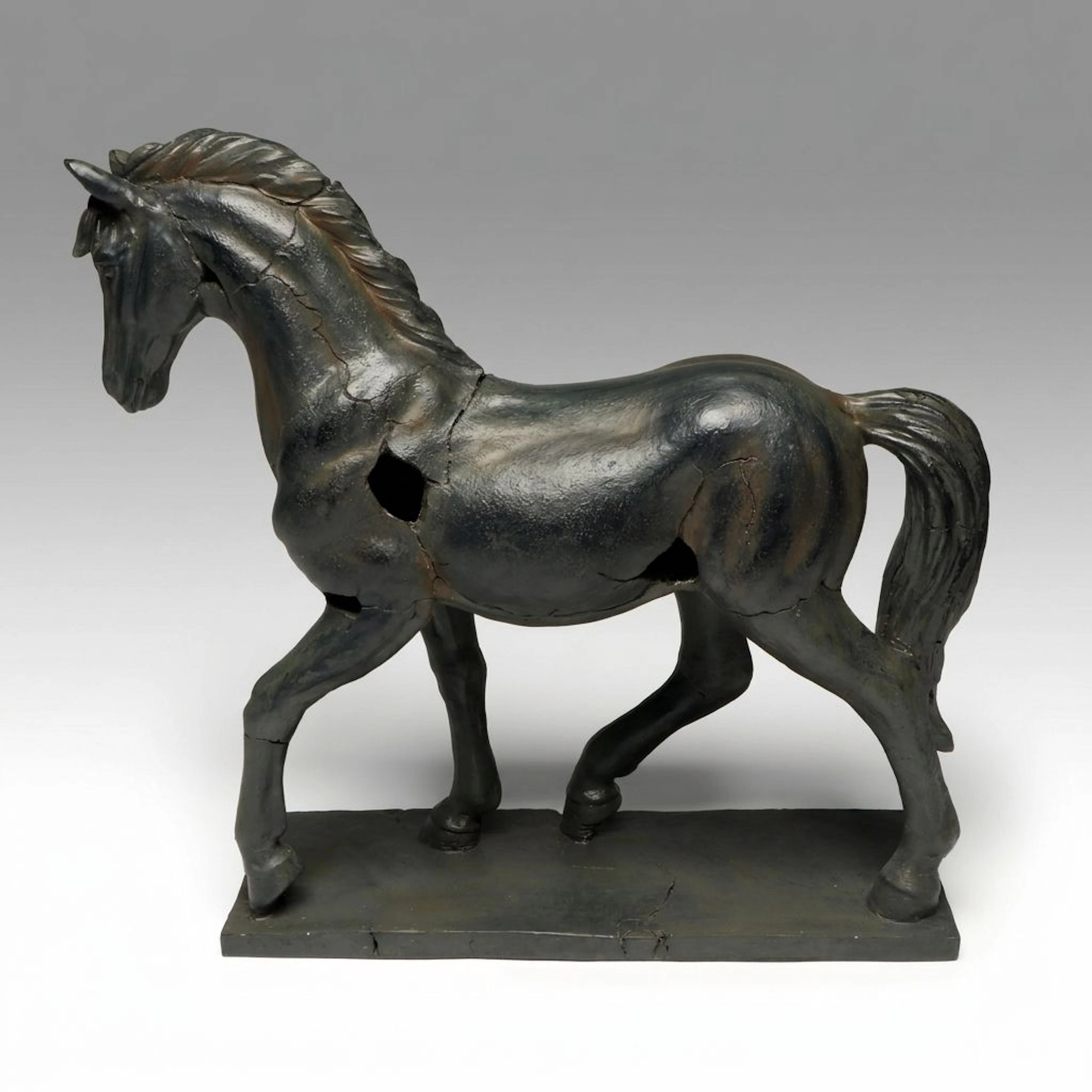 Molded Resin Trotting Horse Figurine, 21st C.