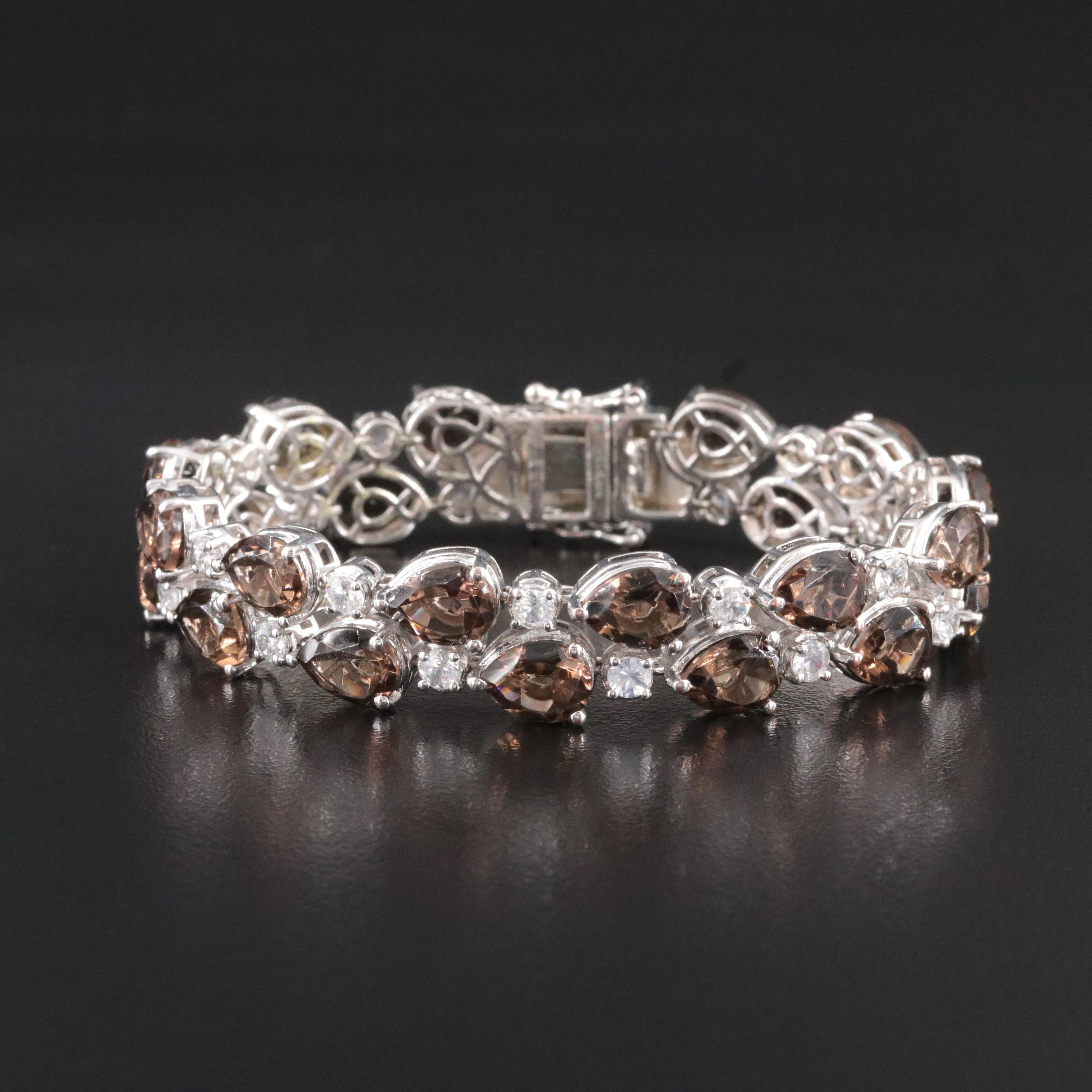 Smoky Quartz and Moissanite Bracelet