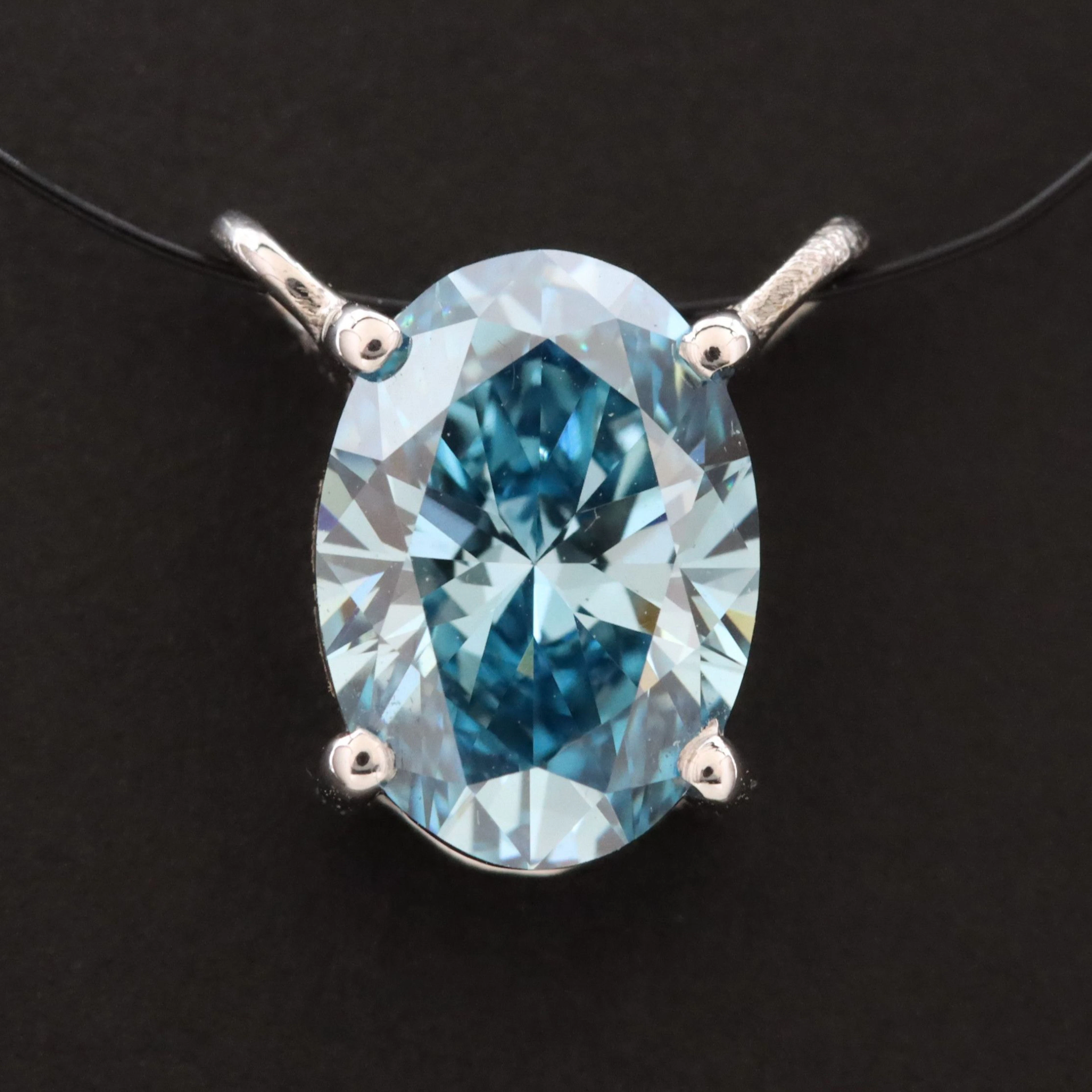 14K Pendant Setting with 1.06 CT Lab Grown Fancy Blue Diamond