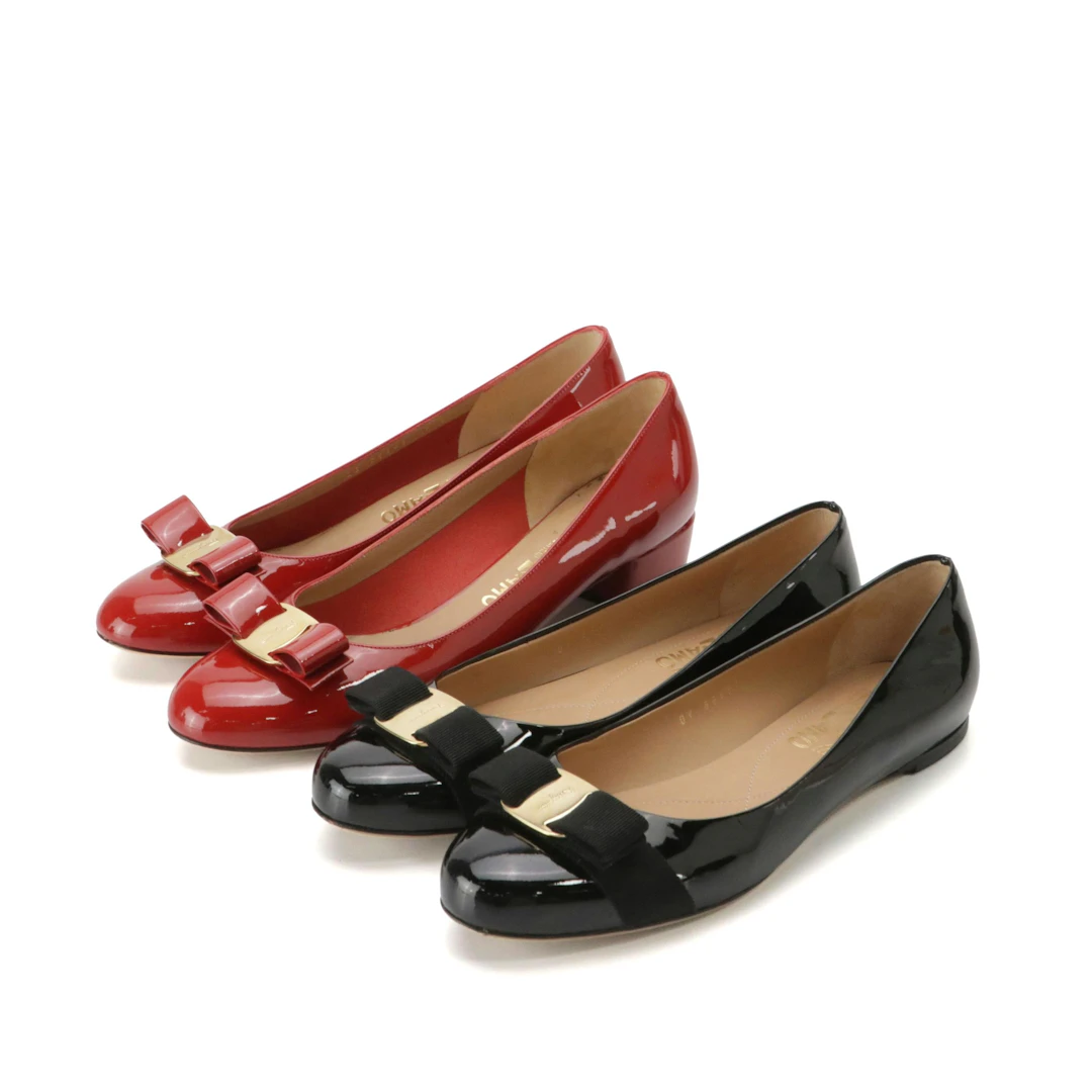 Salvatore Ferragamo Vara Bow Pumps and Flats in Patent Leather