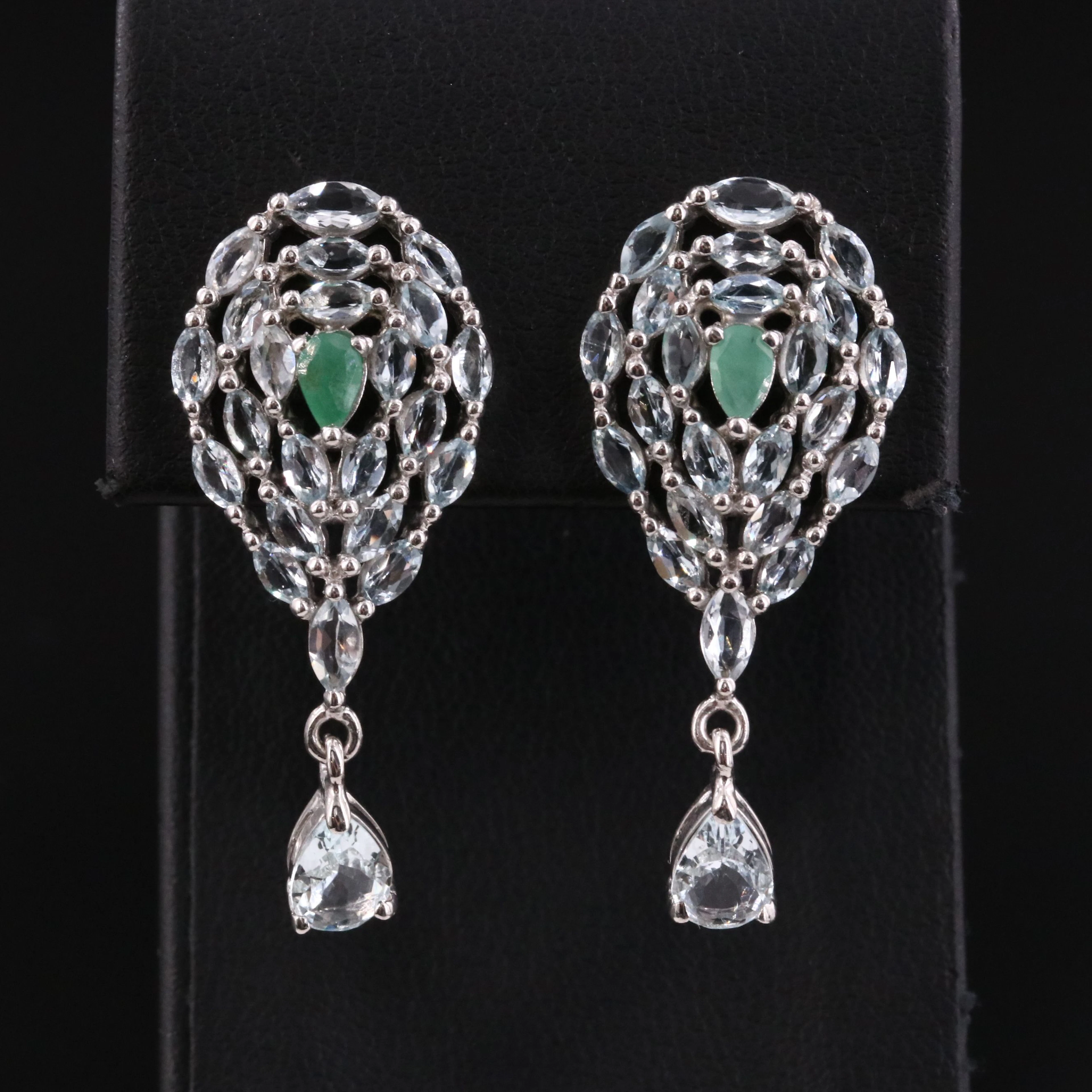 Sterling Earrings Including Emerald, Topaz and Aquamarine