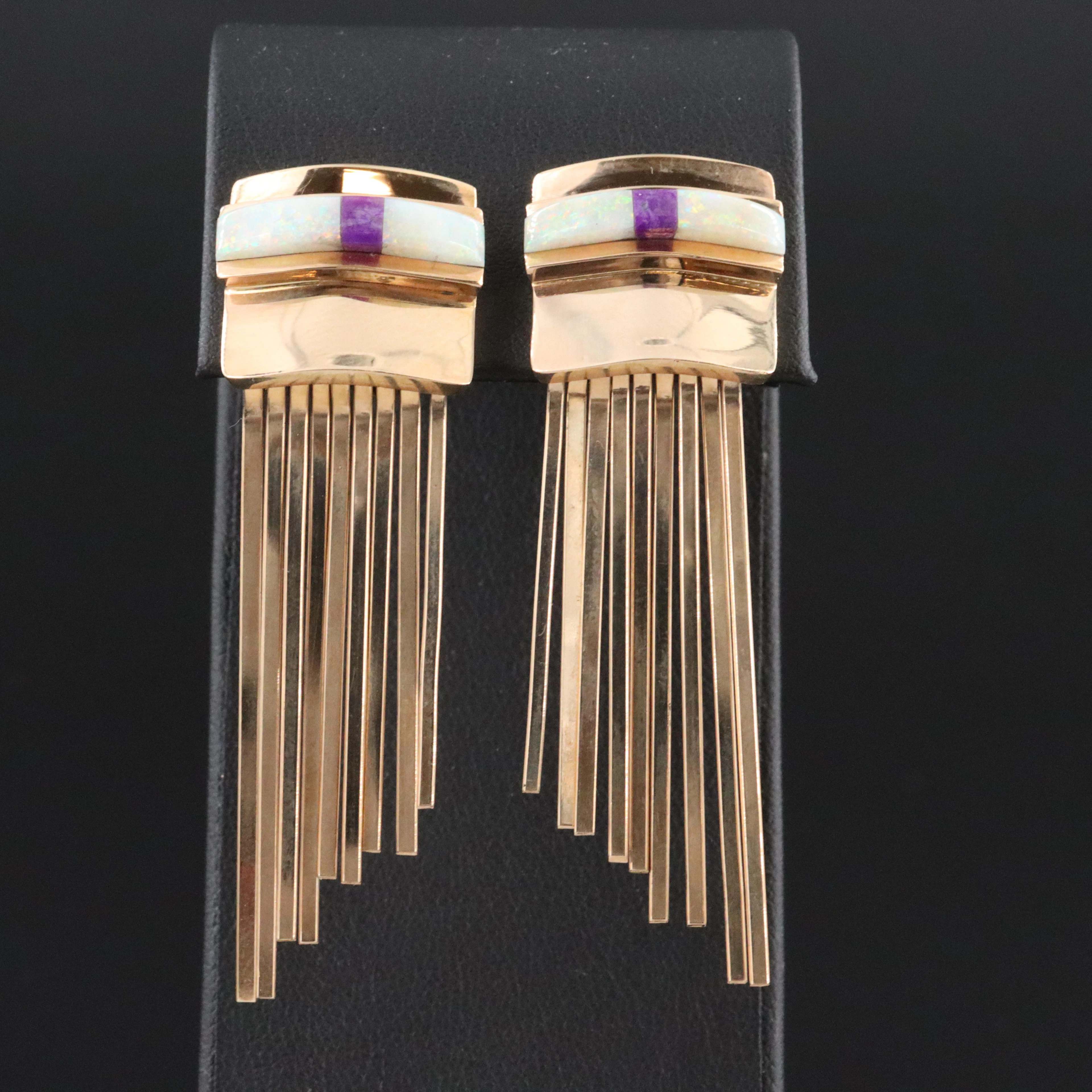 Sessin Durgham 14K Opal and Sugilite Fringe Earrings