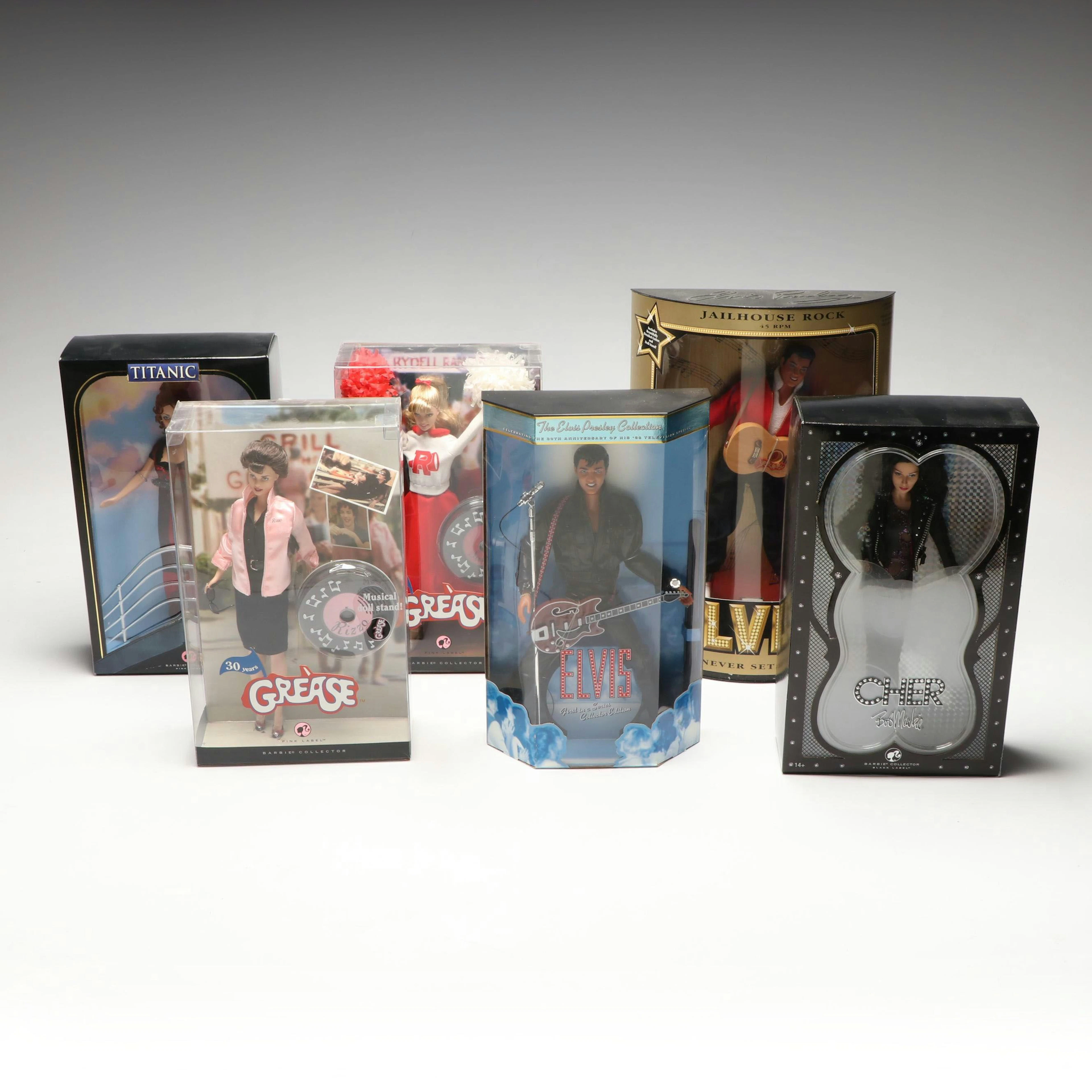 Mattel and Hasbro "Titanic," "Grease," "Cher," and "Elvis" Barbie Dolls