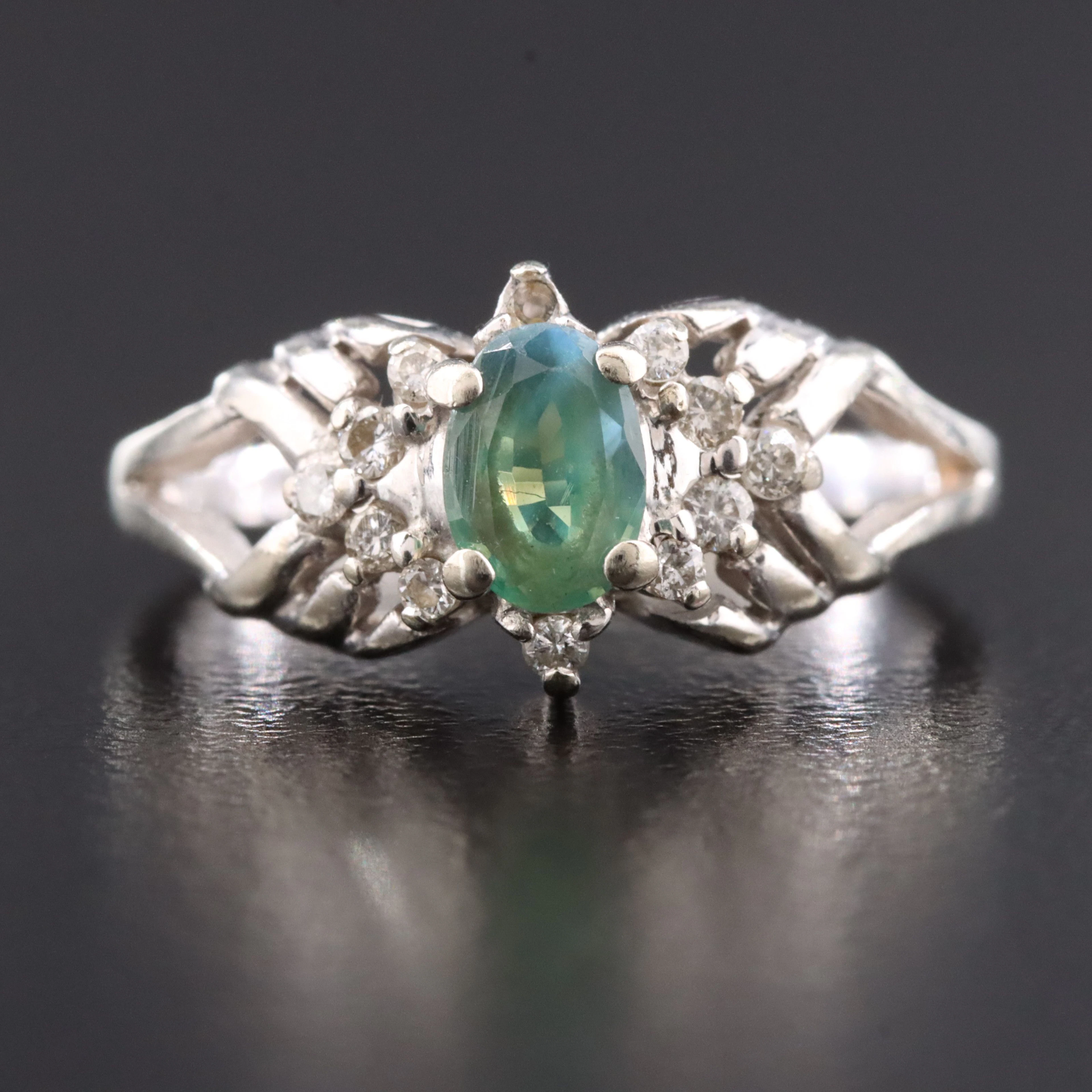 14K Alexandrite and Diamond Ring