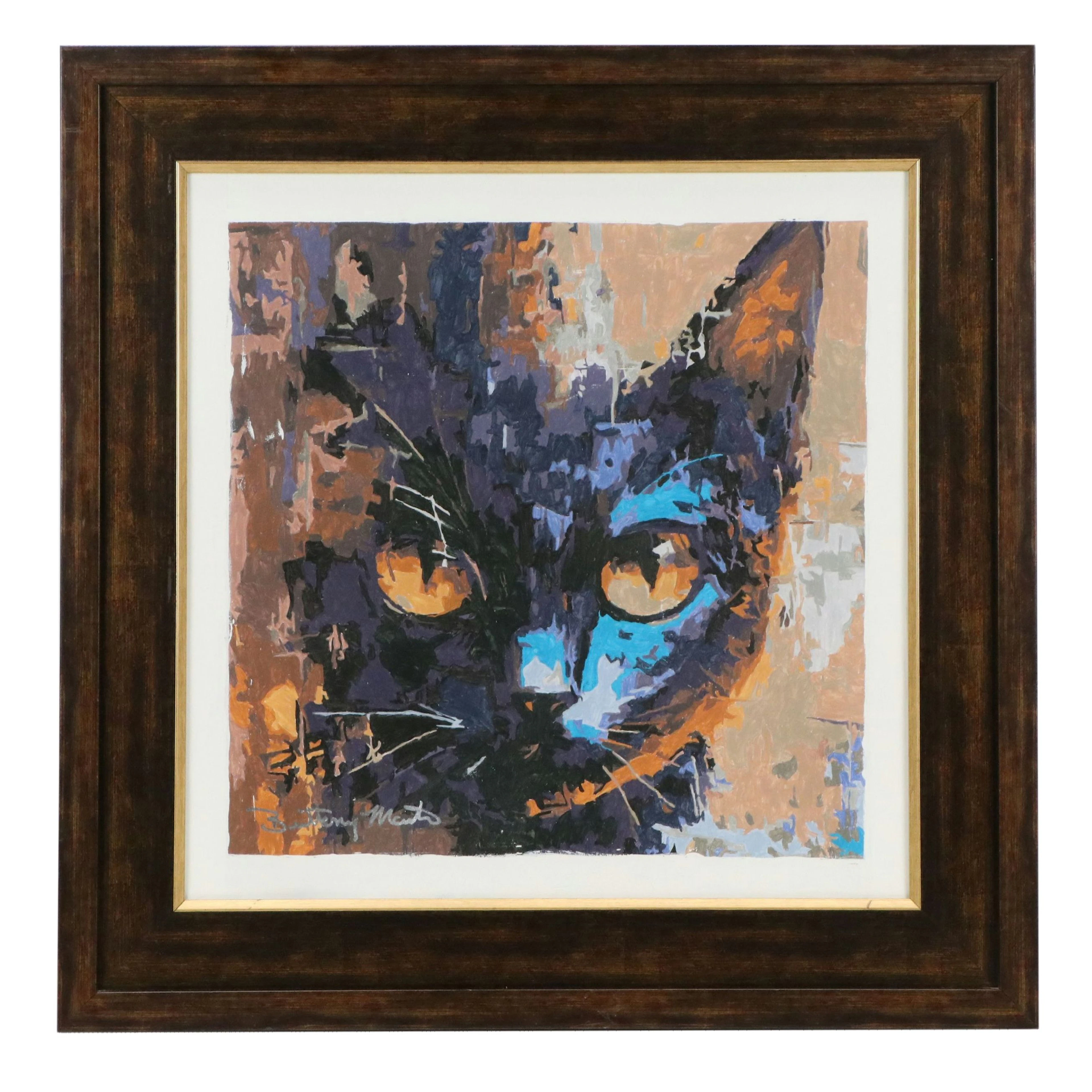 Brittony Martin Acrylic Painting "Black Cat with Orange Eyes," 2026
