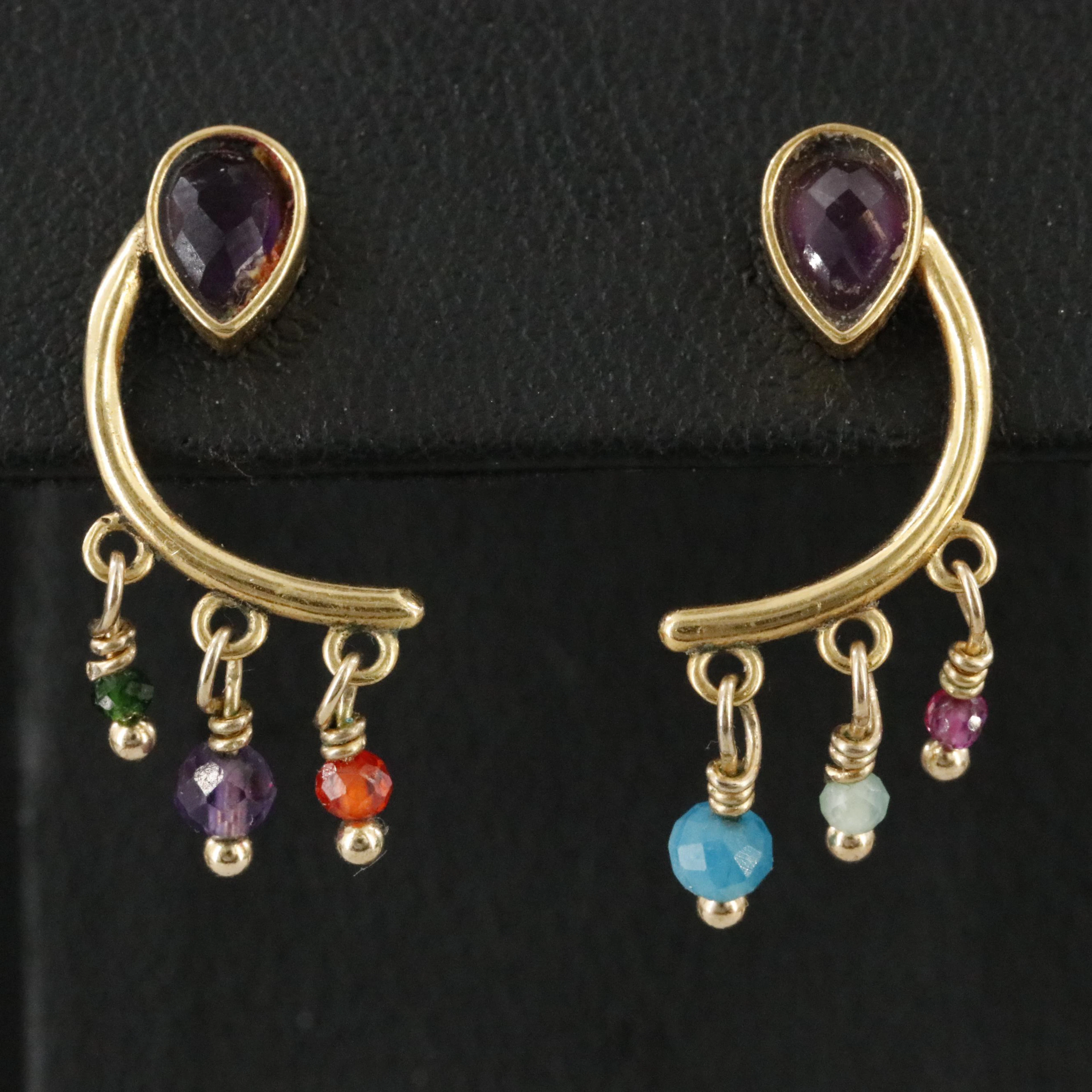 Sterling Gemstone Earrings Featuring Amethyst and Apatite