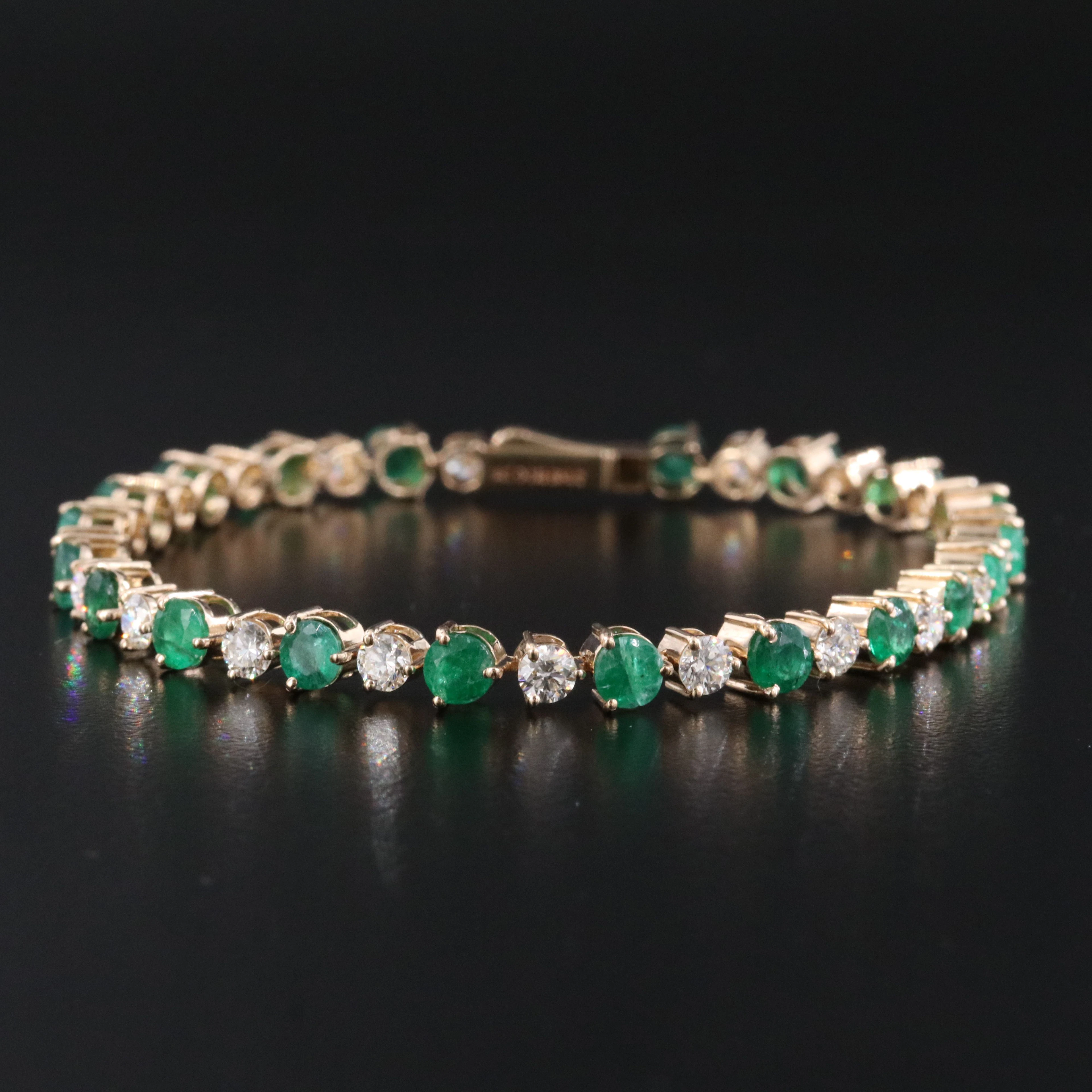 14K 5.12 CTW Emerald and 2.65 CTW Diamond Line Bracelet