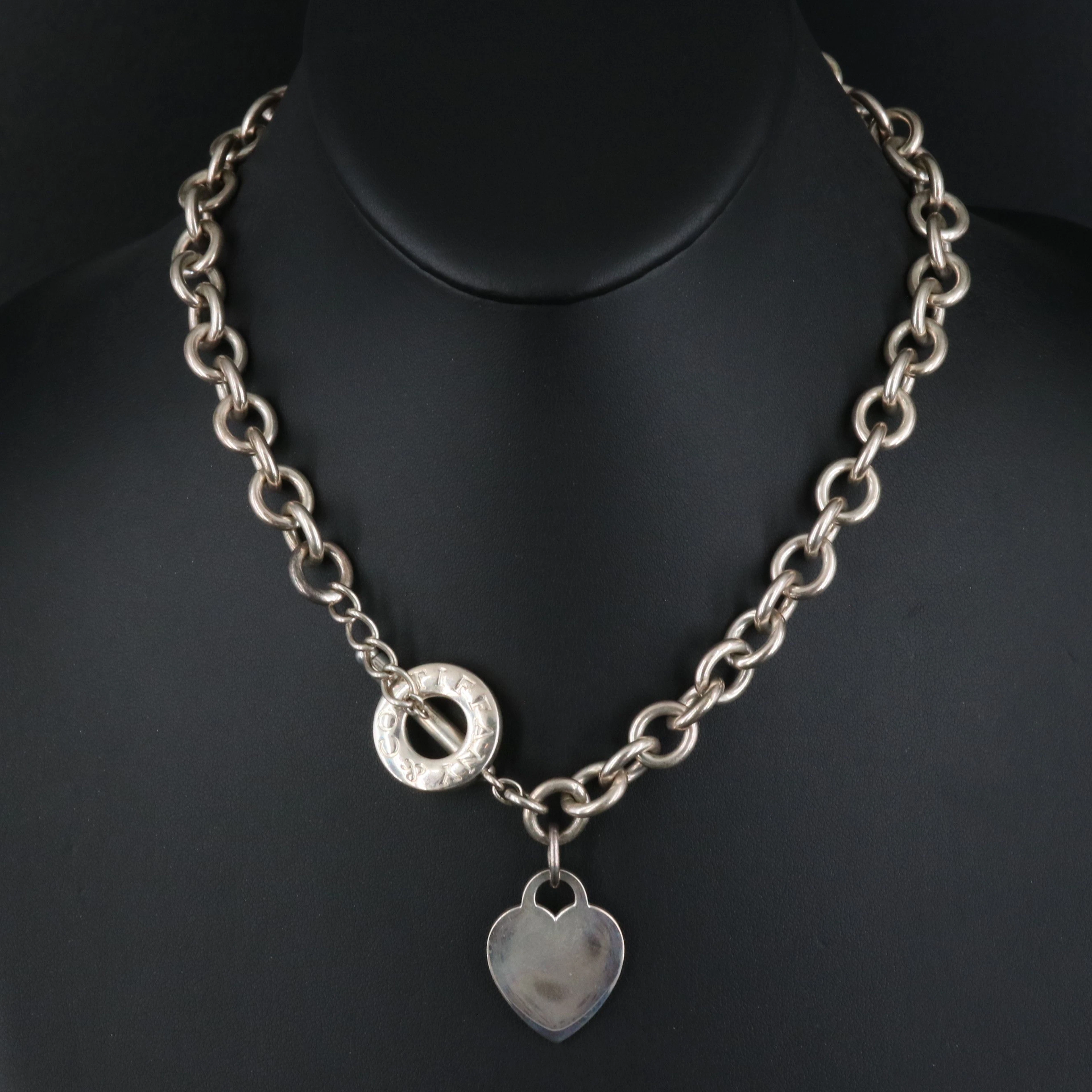 Tiffany & Co. Sterling Heart Tag Toggle Necklace