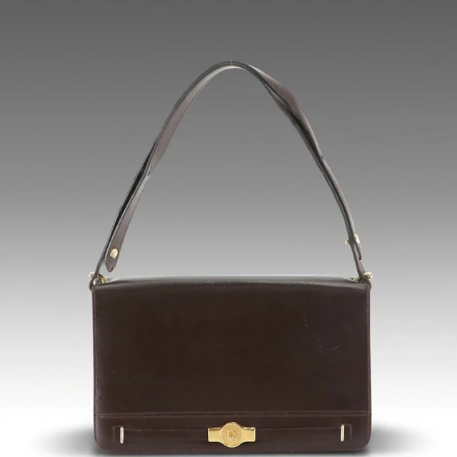 Christian Dior Full Flap Shoulder Bag in Dark Brown Smooth Leather, Vintage