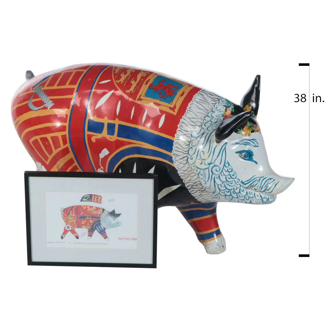 Barbara Ahlbrand 60" "Queen 'Pig'toria's Guard" Big Pig Gig Statue, 2000