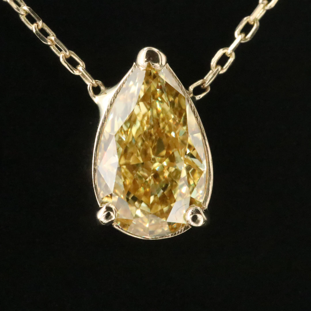 14K 1.34 CT Fancy Yellow Lab Grown Diamond Solitaire Necklace