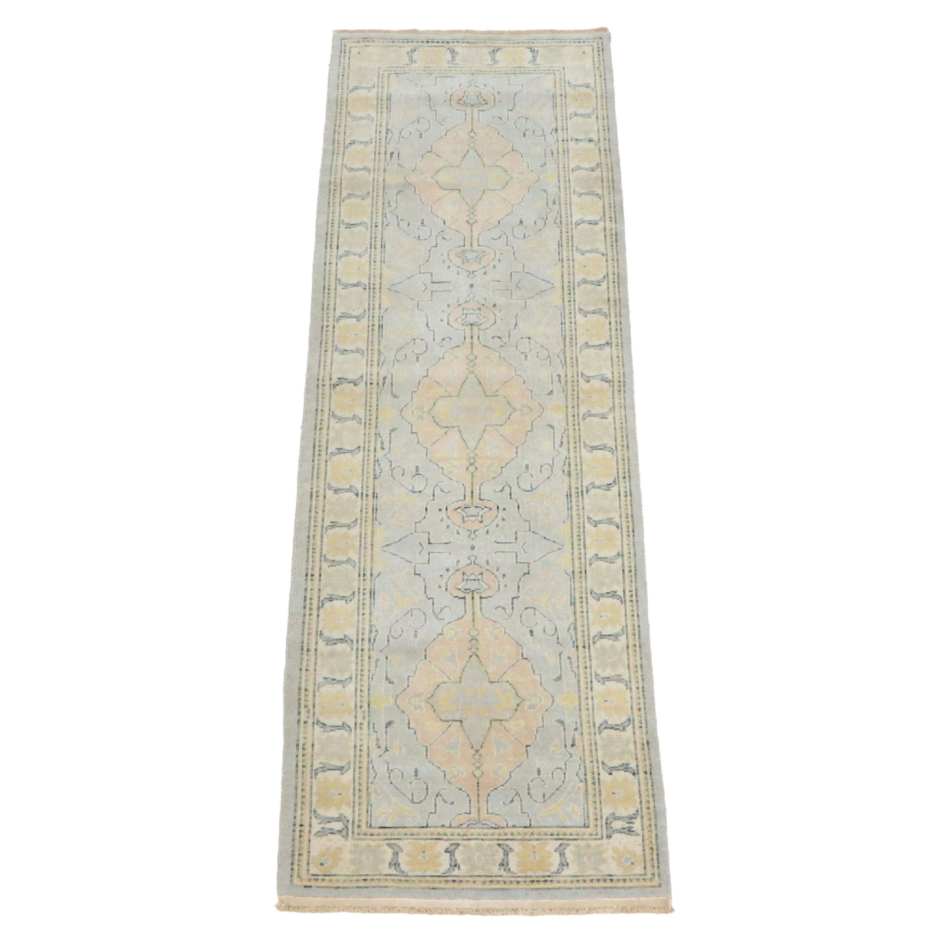 2'8 x 8'8 Hand-Knotted Egyptian Oushak Style Carpet Runner
