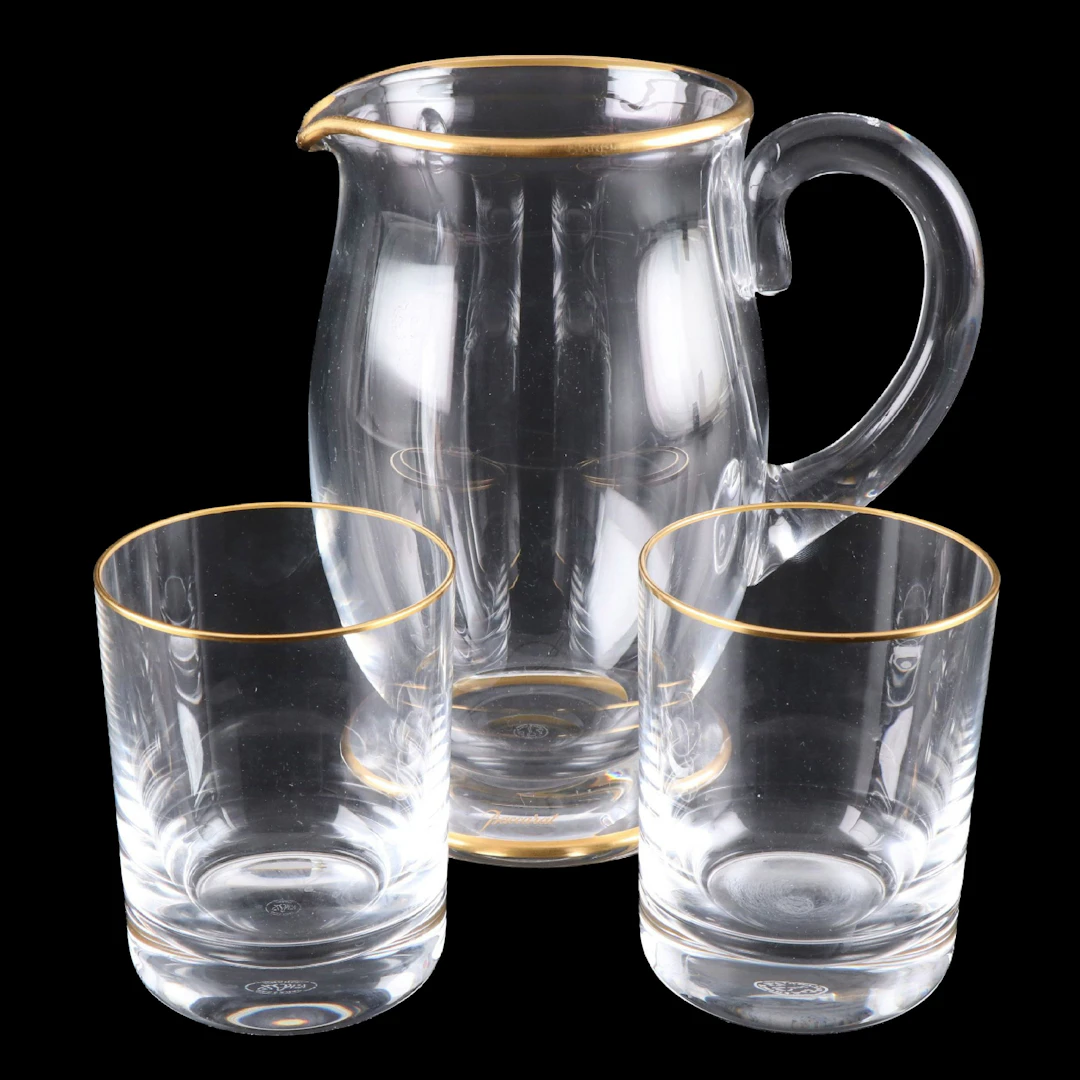 Baccarat "Mahora" Crystal Pitcher and Double Old Fashioned Glasses