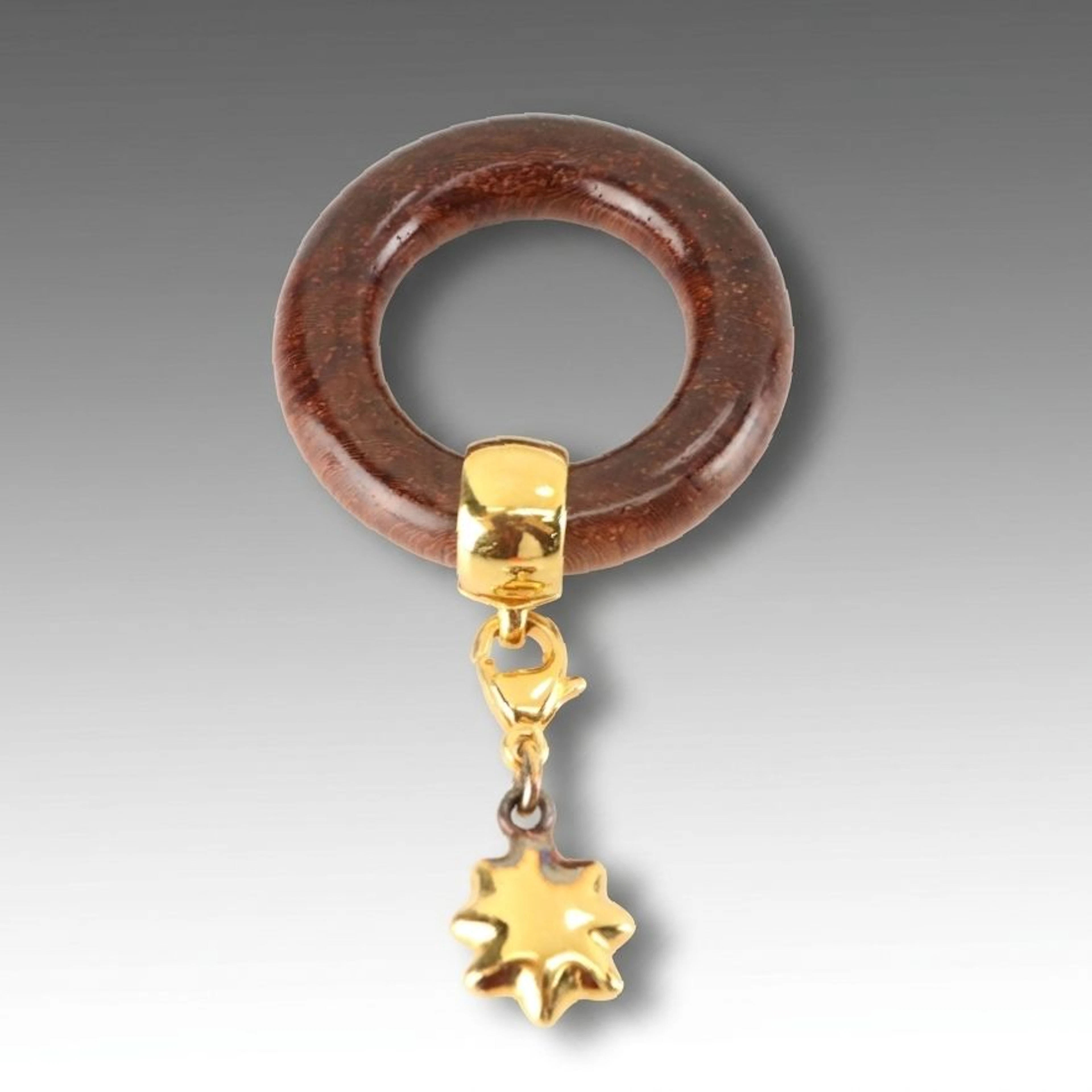 Hermés Journey Around the Stars Exhibition Scarf Ring in Wood and Gold Plate
