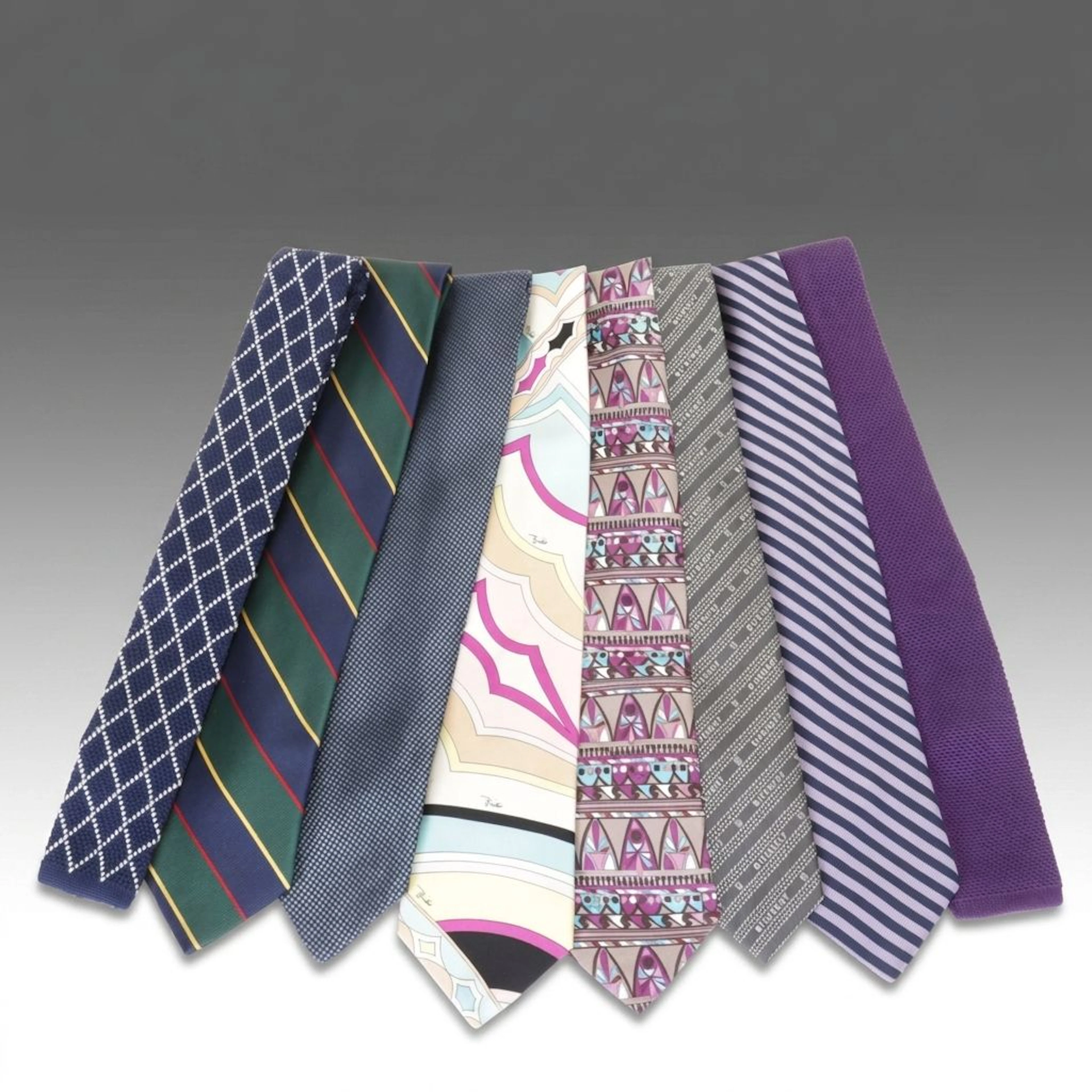 Emilio Pucci and Givenchy in Collection of Silk Neck Ties